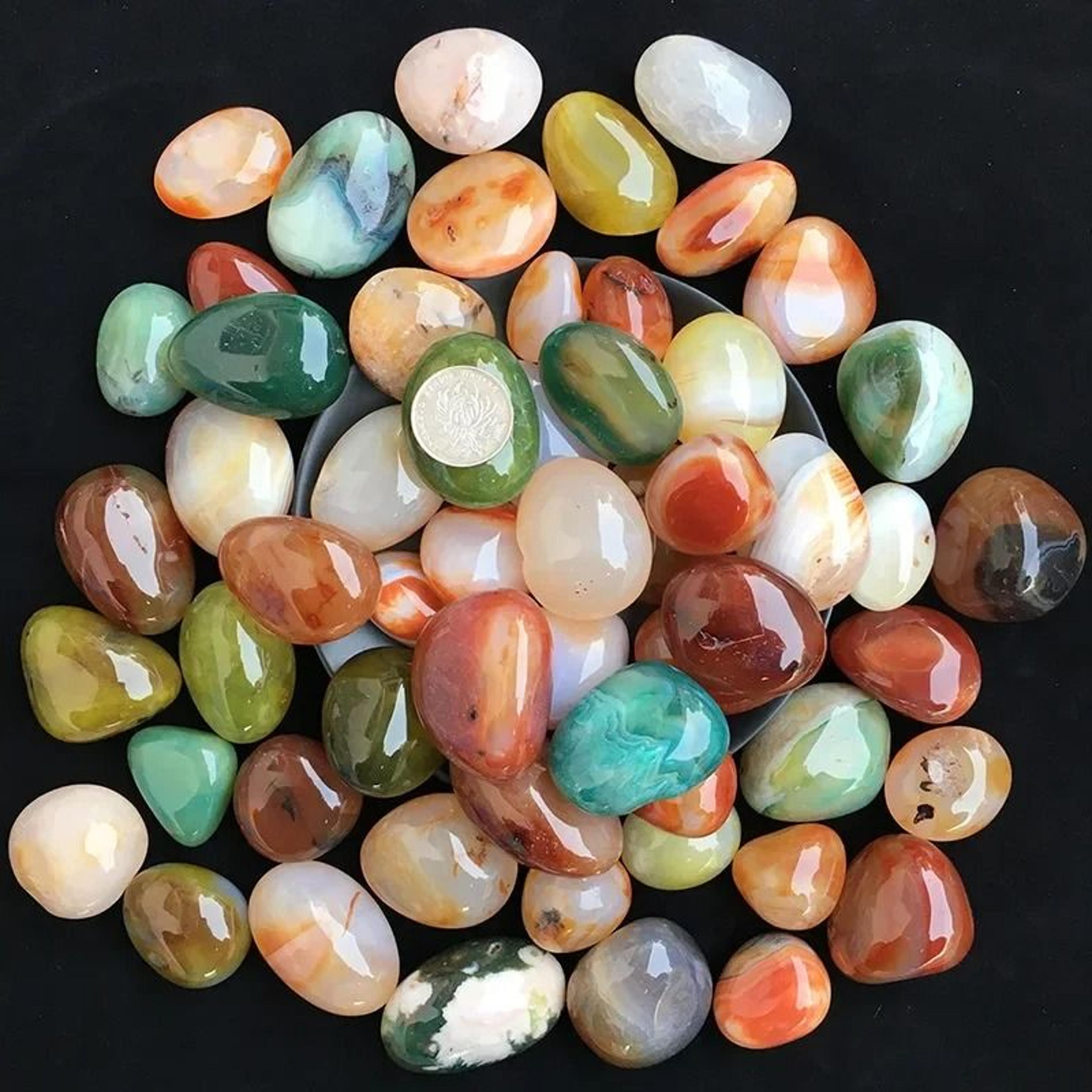 100g Natural Agate Pebbles  Colorful Decorative Gemstones  Polished Mineral Fillers For Aquariums V 5