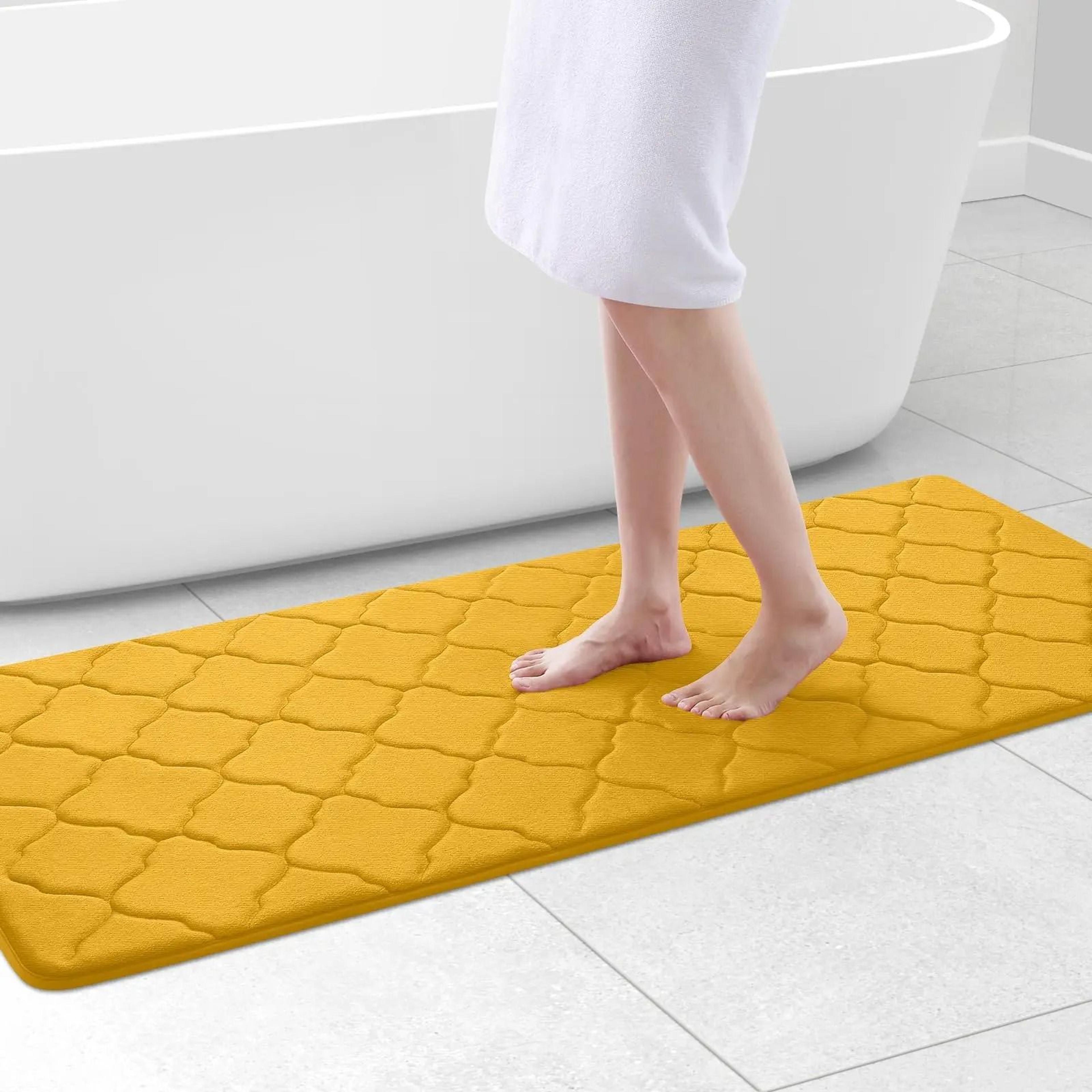 Homaxy Lattice Memory Foam Bath Mat  NonSlip Absorbent Bathroom Rug  Thick Soft Foam Floor Carpet F 11