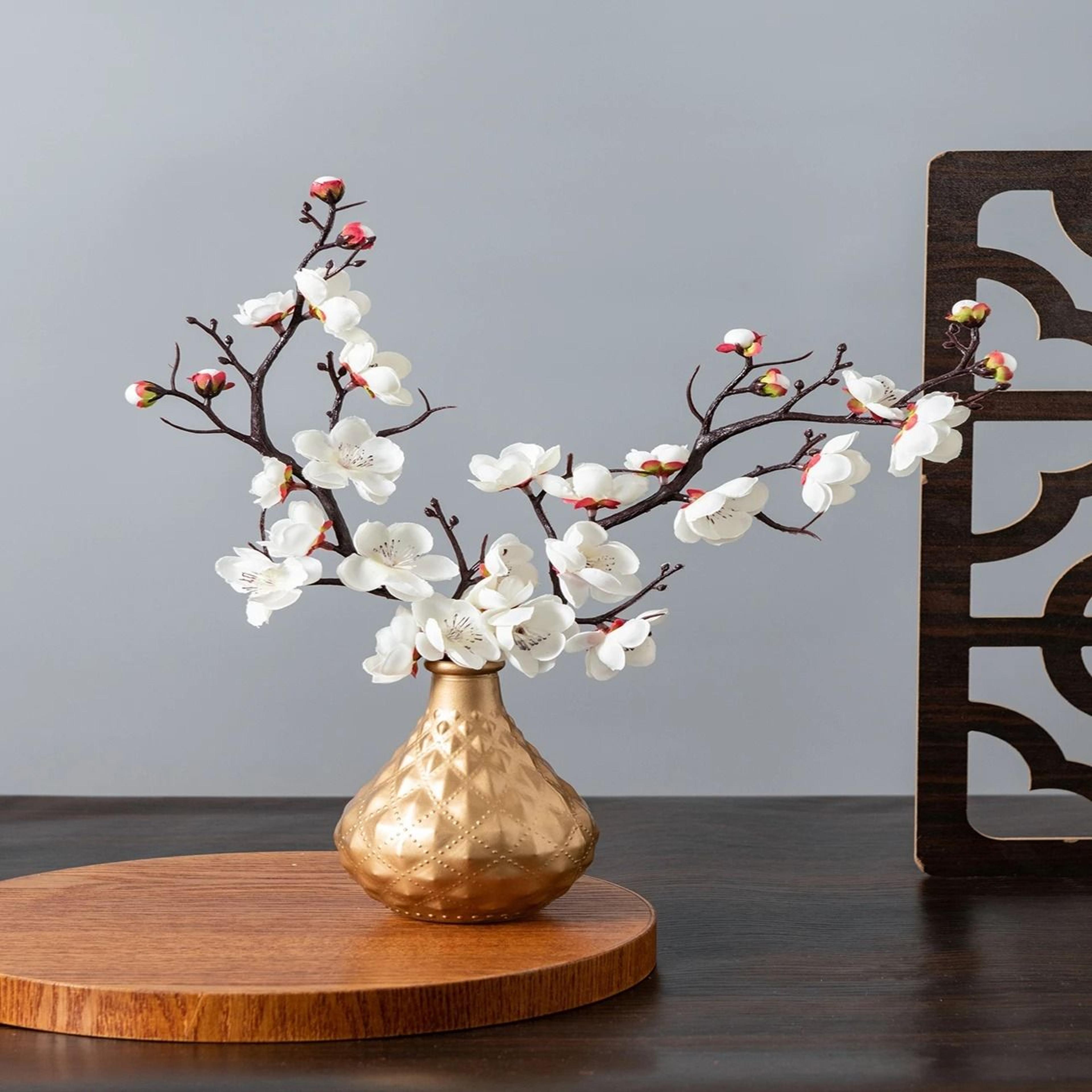 Spring Plum Blossom Peach Branch  29cm Silk Artificial Flowers  Elegant Floral Stem For Wedding  Ta 0