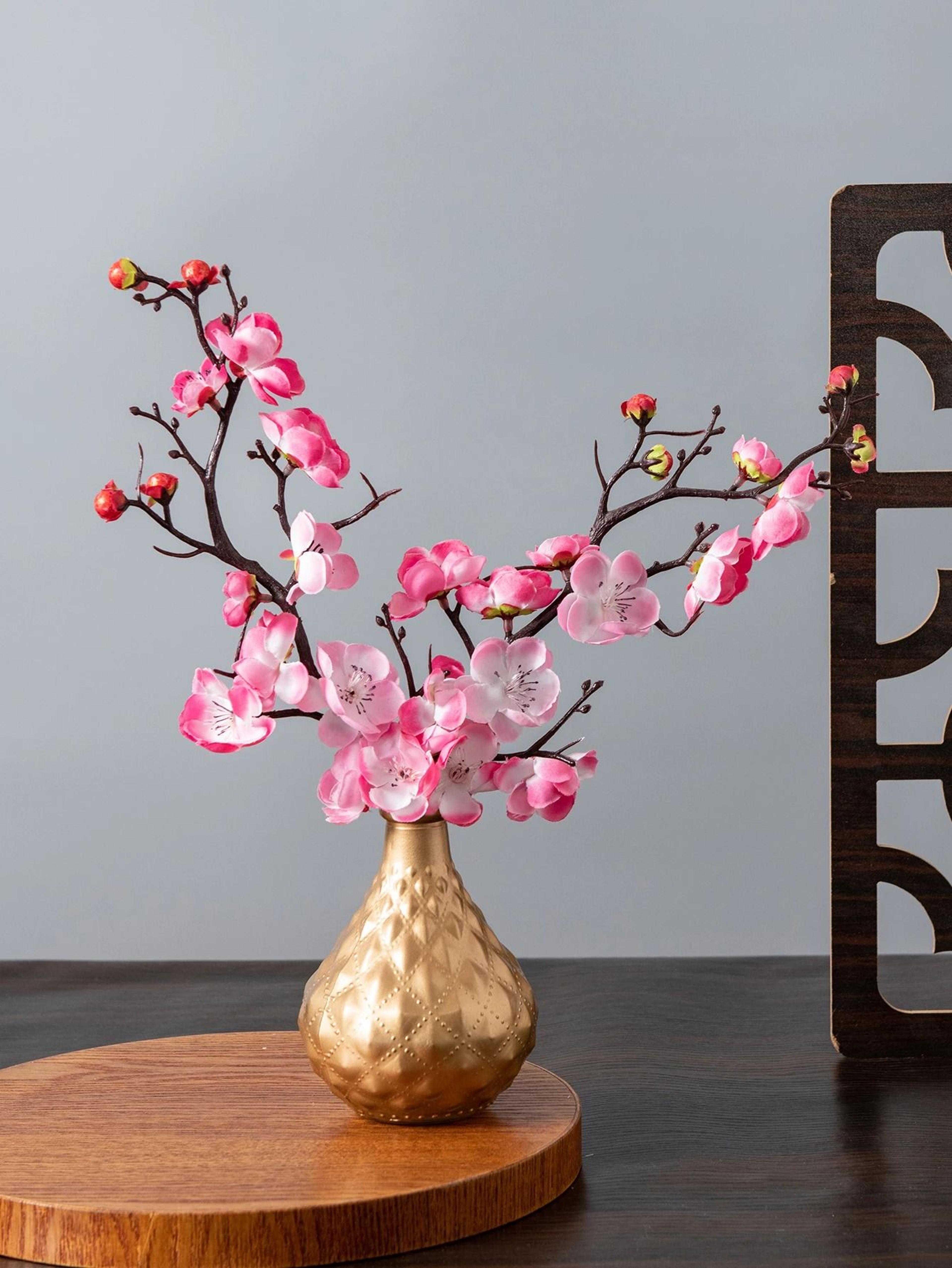 Spring Plum Blossom Peach Branch  29cm Silk Artificial Flowers  Elegant Floral Stem For Wedding  Ta 7