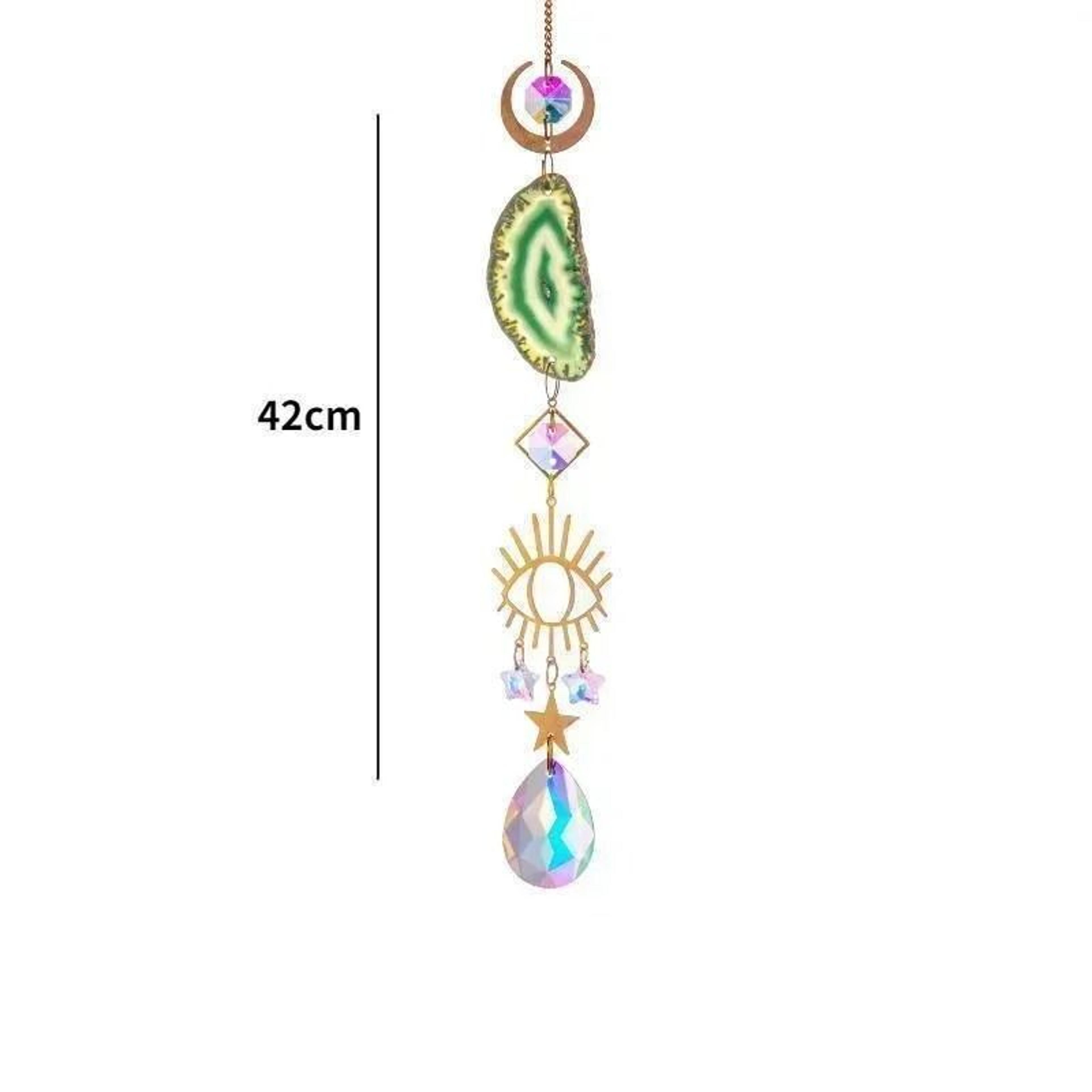 Crystal Sun And Moon Suncatcher  42cm Rainbow Prism Hanging Ornament  Celestial Window Decor For Ga 4