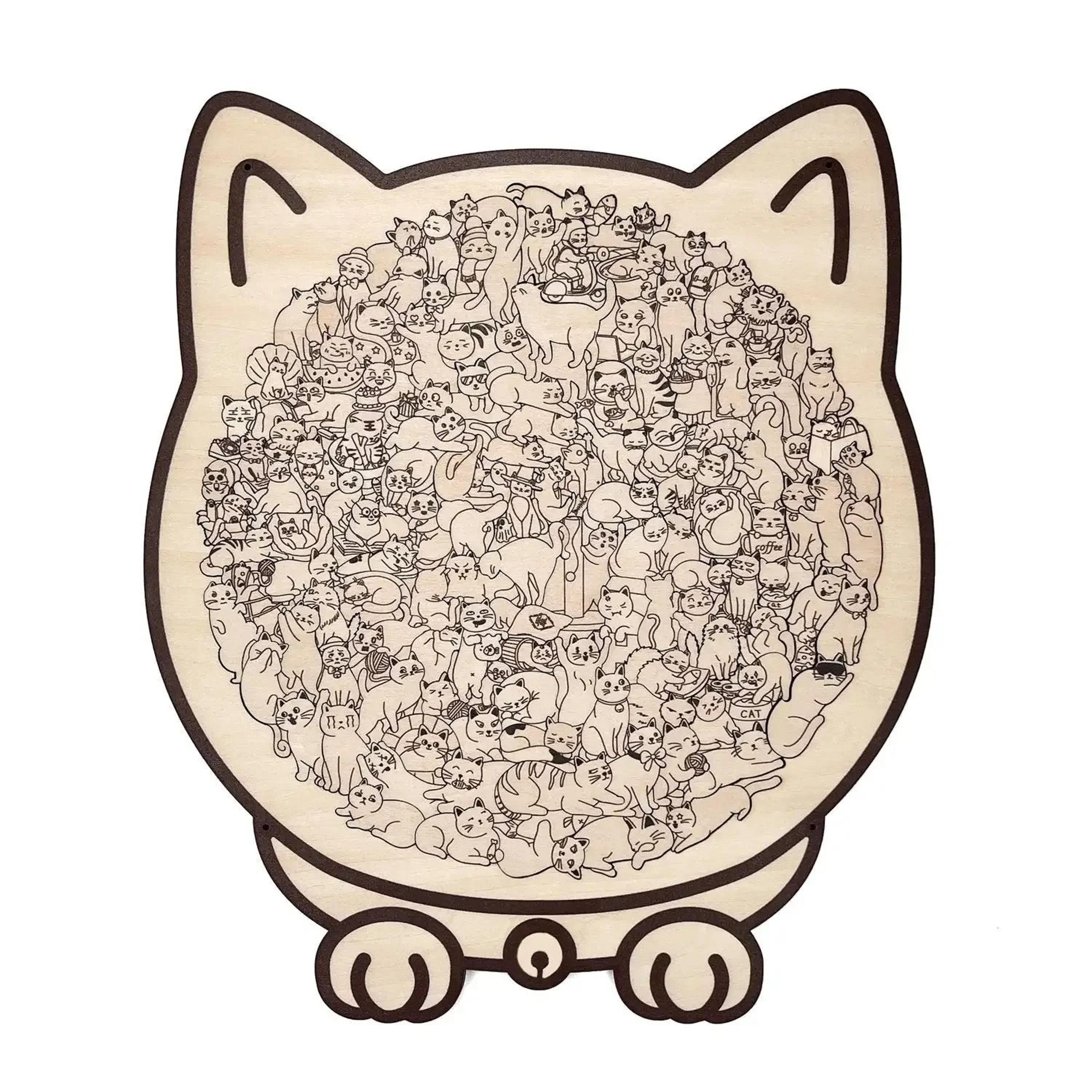 135Piece Cat Wooden Jigsaw Puzzle  Unique Irregular Shape Game  Creative Gift For Cat Lovers  Home  6
