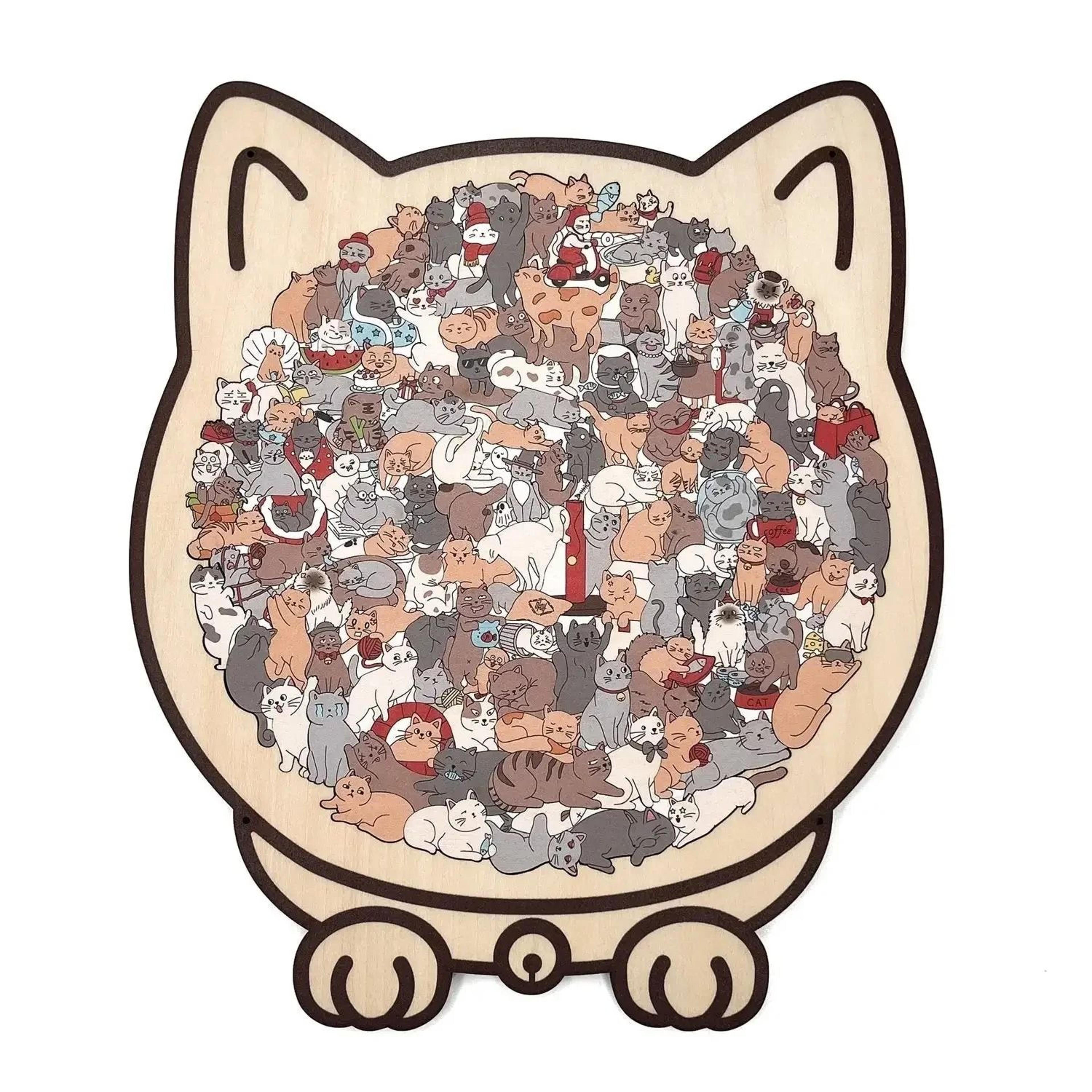 135Piece Cat Wooden Jigsaw Puzzle  Unique Irregular Shape Game  Creative Gift For Cat Lovers  Home  7