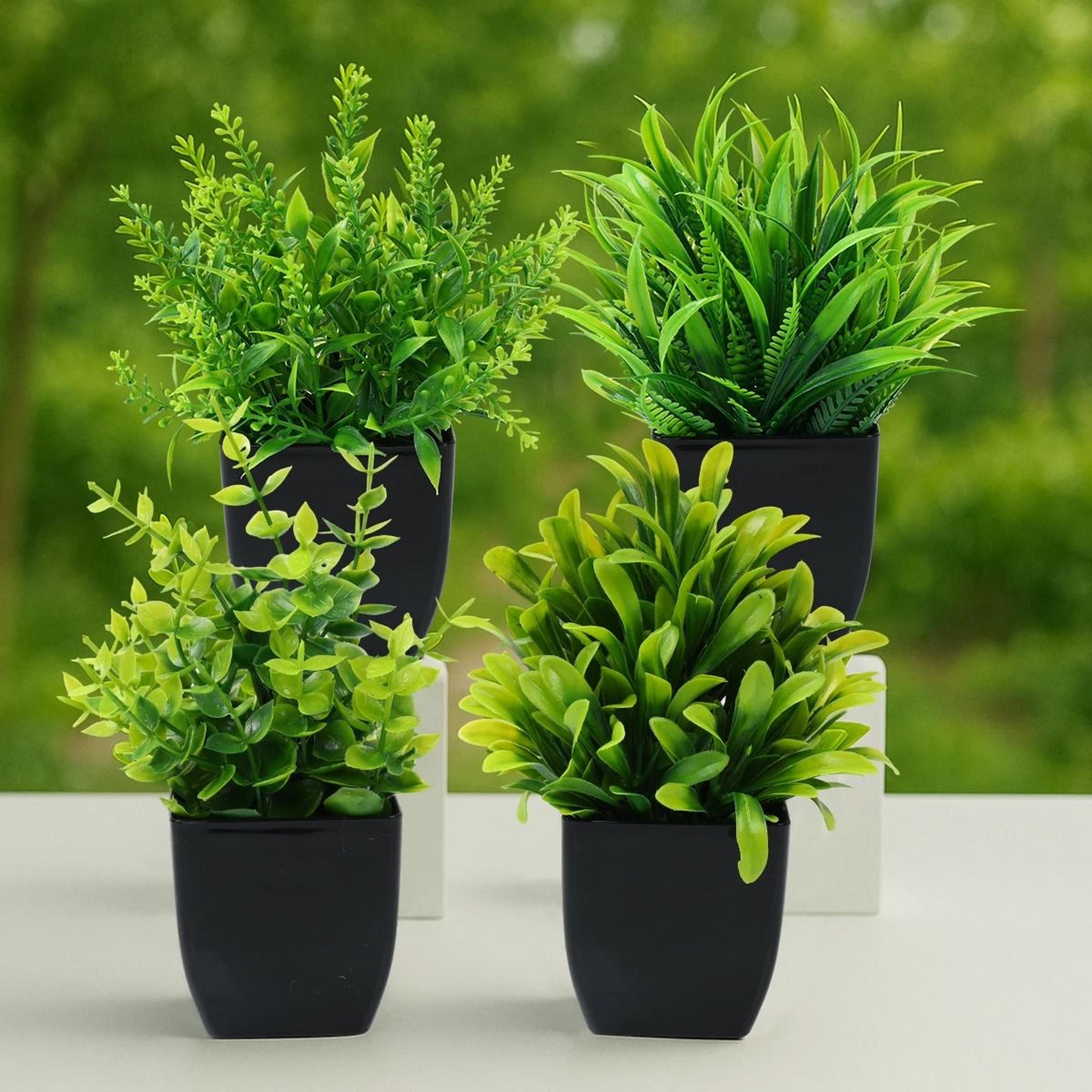 Mini Artificial Potted Bonsai Tree  Simulation Green Grass Plant  Modern Home Office Desk Ornament  4