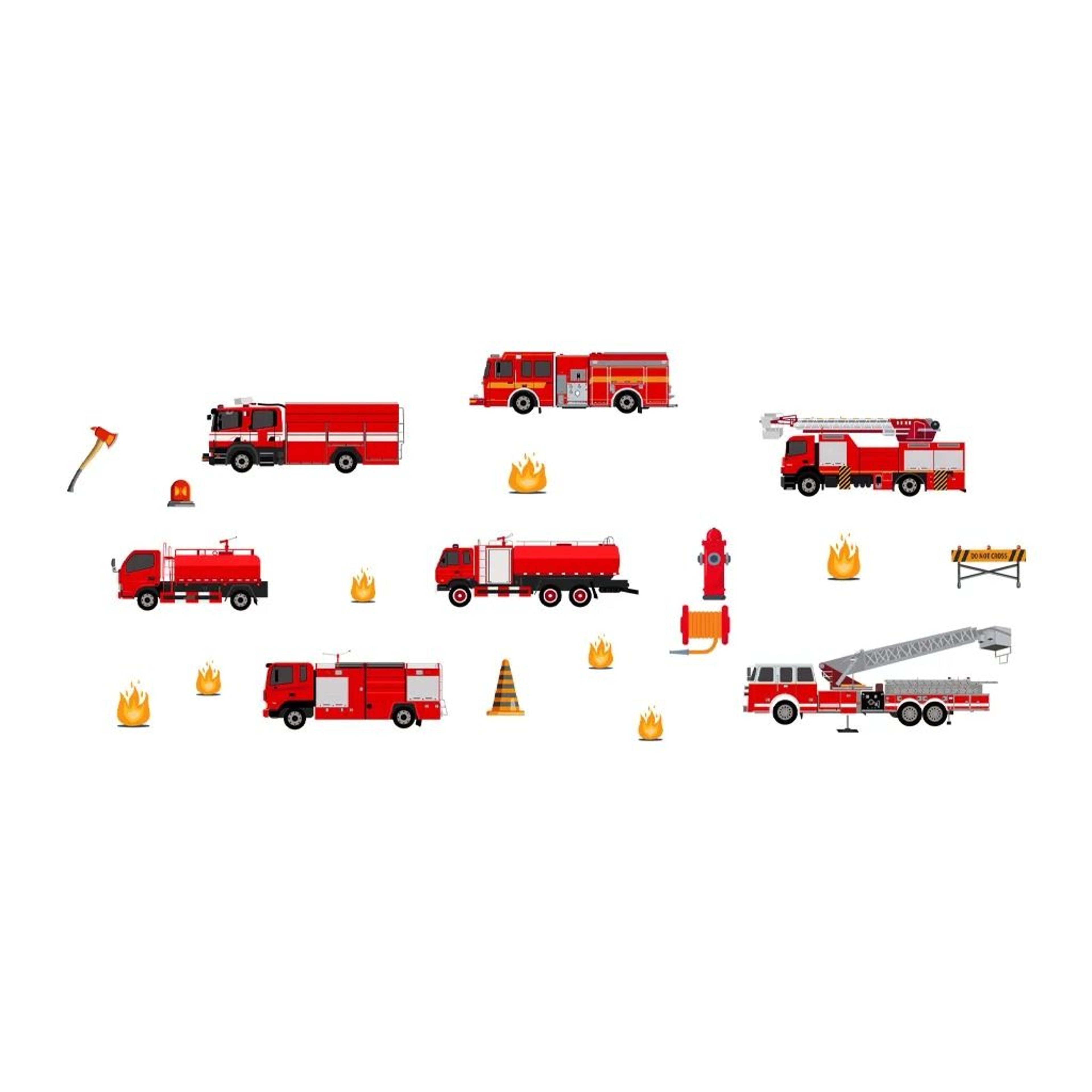 Cartoon Fire Truck Wall Decals  Fire Engine Nursery Decor  Playroom  Boys Bedroom Fireman Mural Sti 5