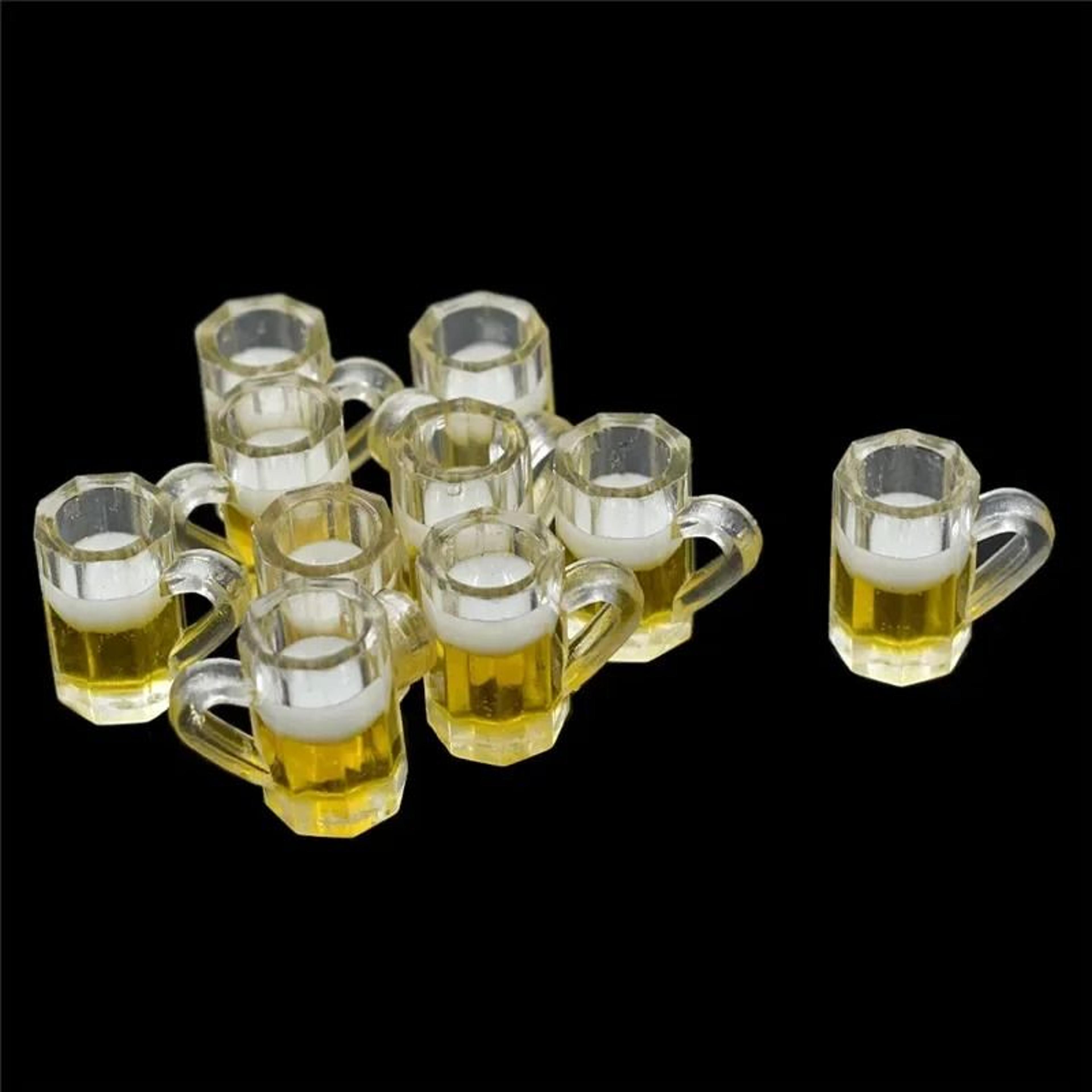 Miniature Resin Beer Glass Set  10Piece Dollhouse Drink Models  Creative Tabletop MicroLandscape De 6