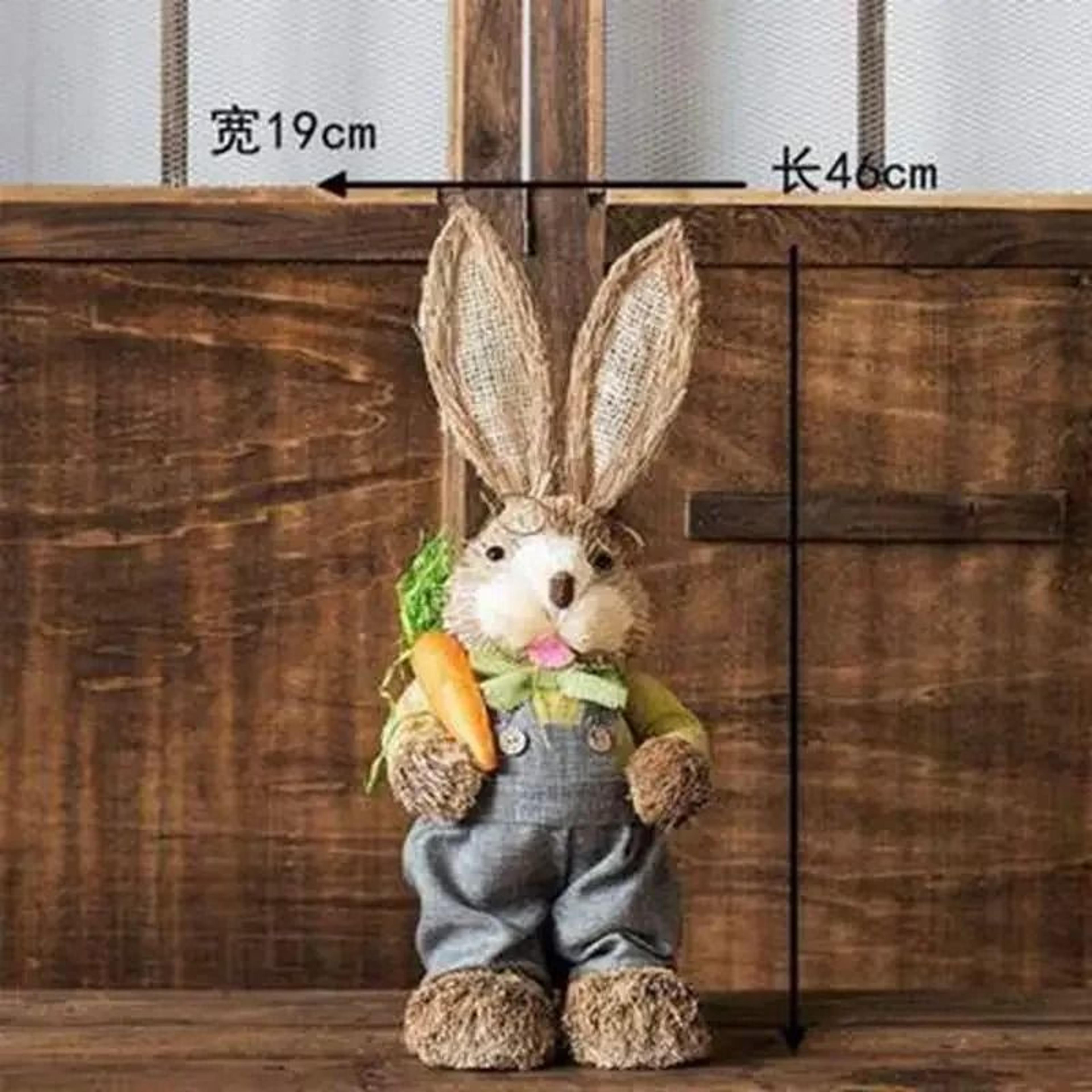 46cm HandWoven Straw Bunny Sculpture  Rustic Easter Rabbit Ornament  Artisan Holiday Statuette For  7