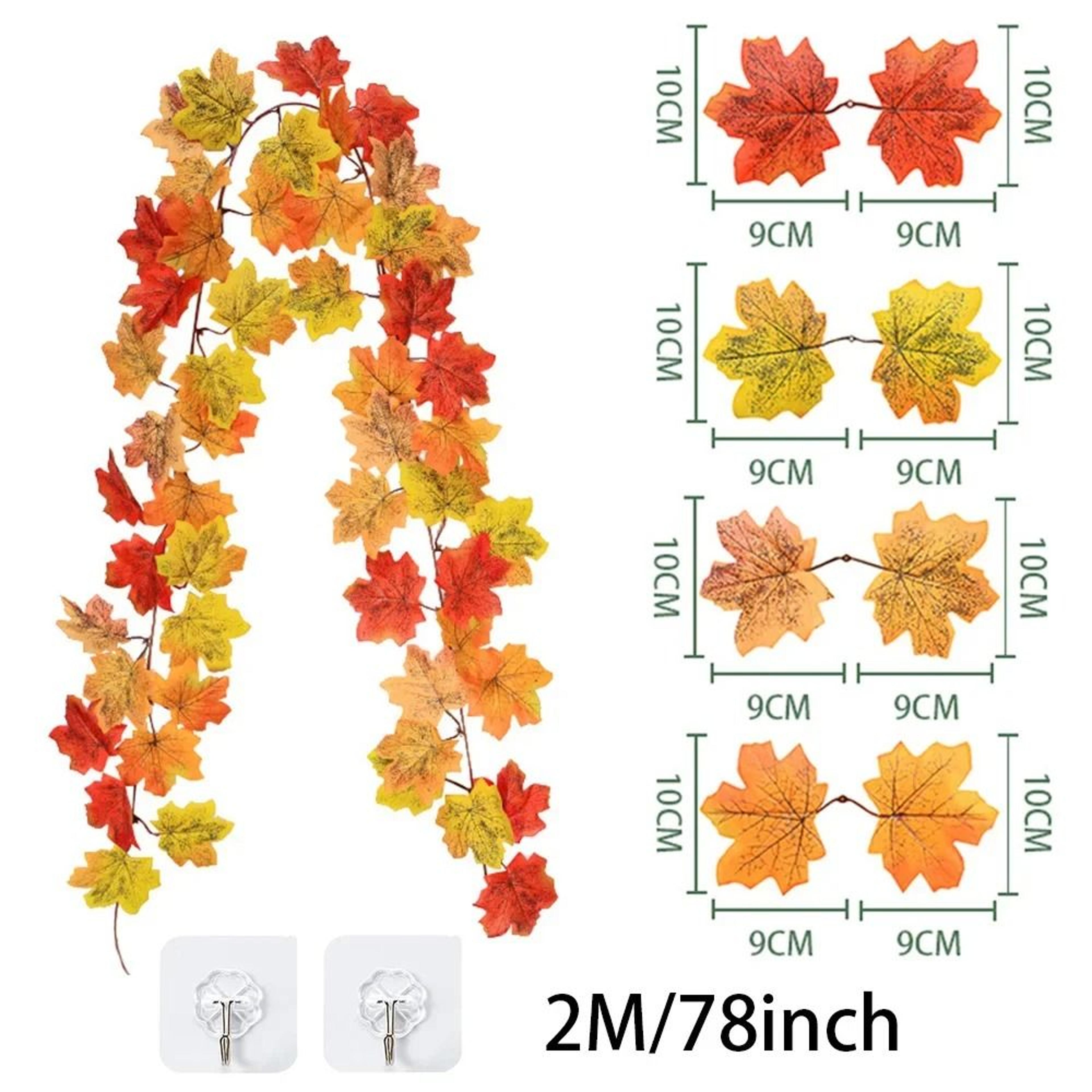 Artificial Fall Maple Leaf Garland  2M Autumn Foliage Vine  Thanksgiving  Halloween Festival Decor 8