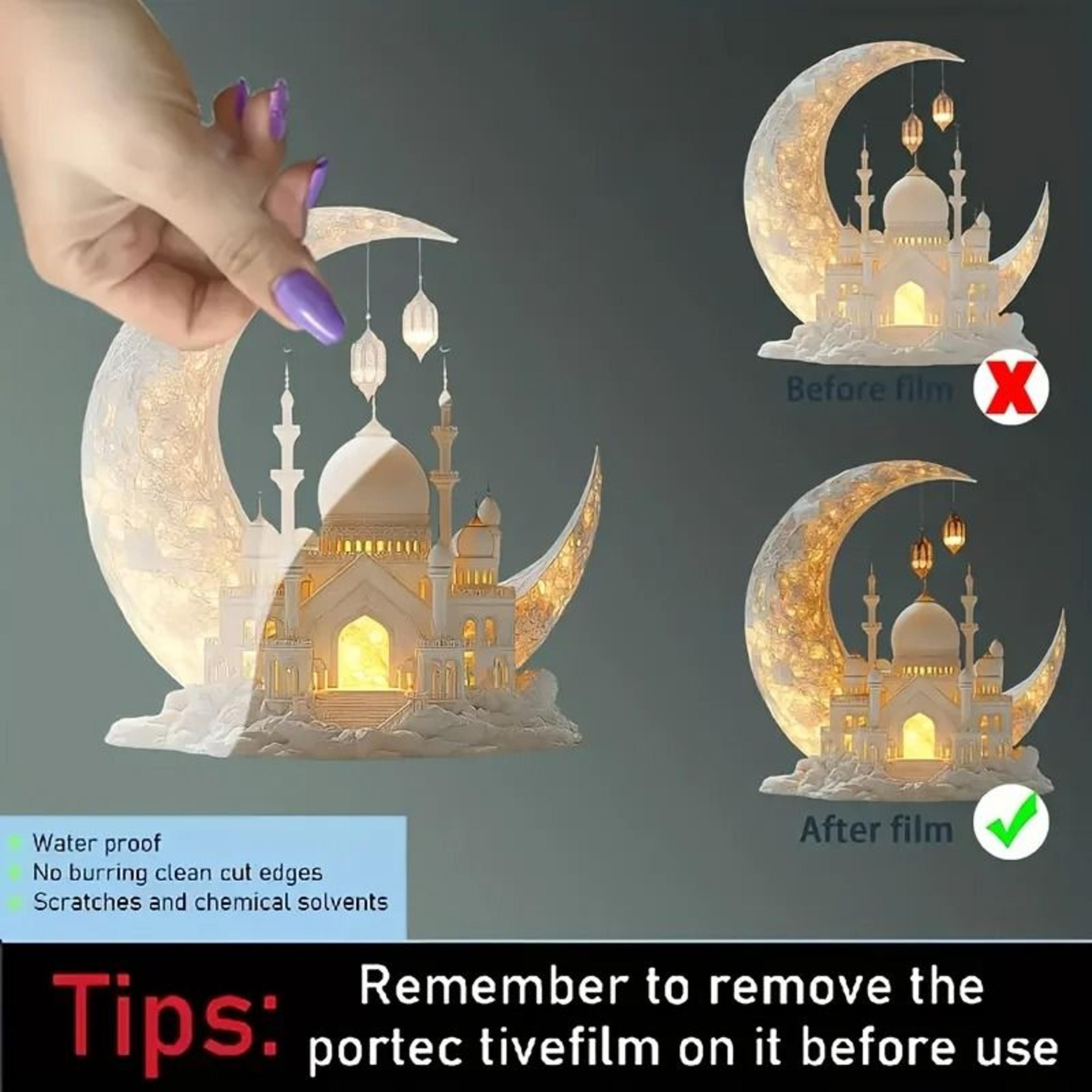 Eid Acrylic Mosque Tabletop Decor  2D Graphic Window Display  Professional Ramadan  Celebration Gif 3