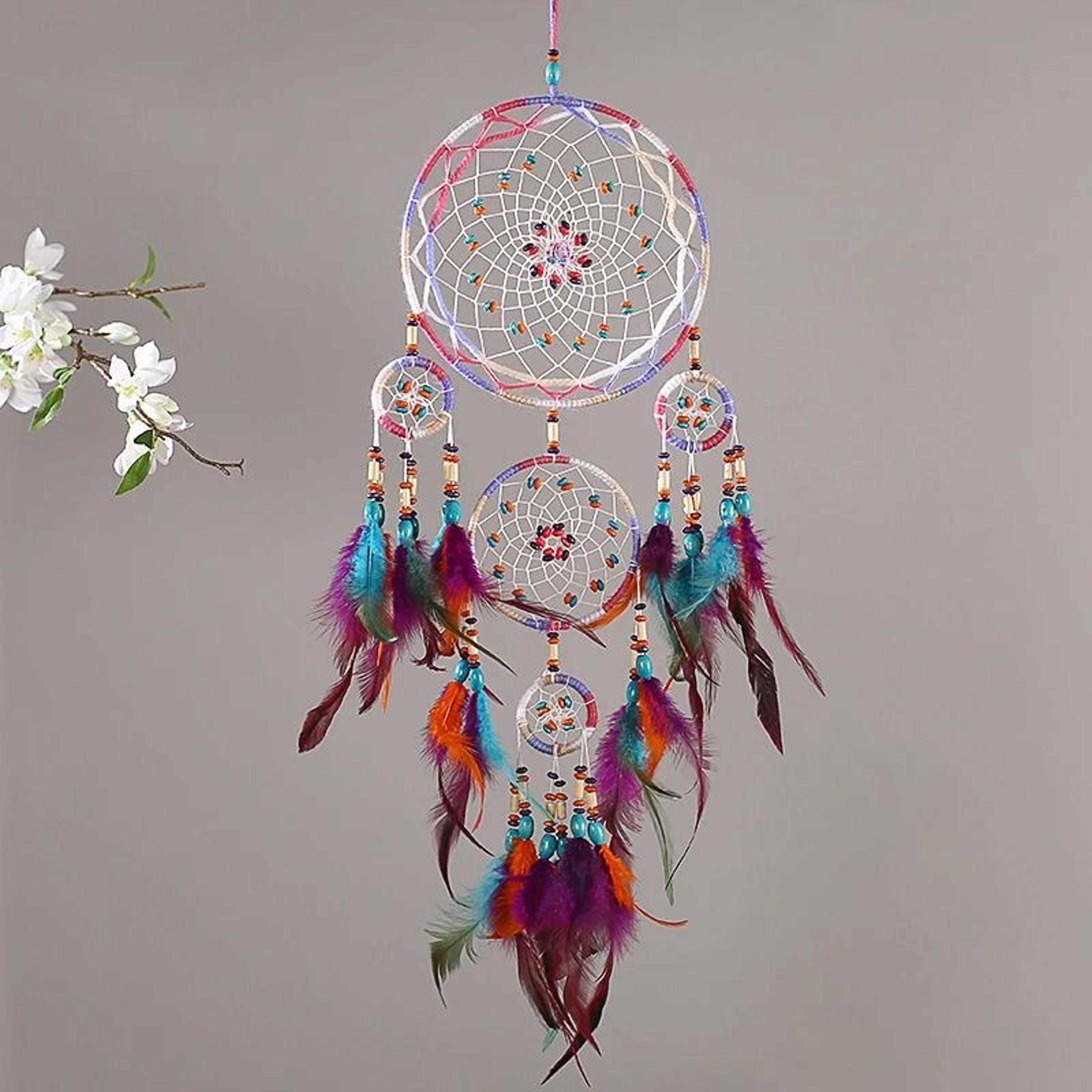 Artisan FiveRing Dream Catcher  Handmade Grand Cascading Wall Pendant  Professional Executive Bedro 1