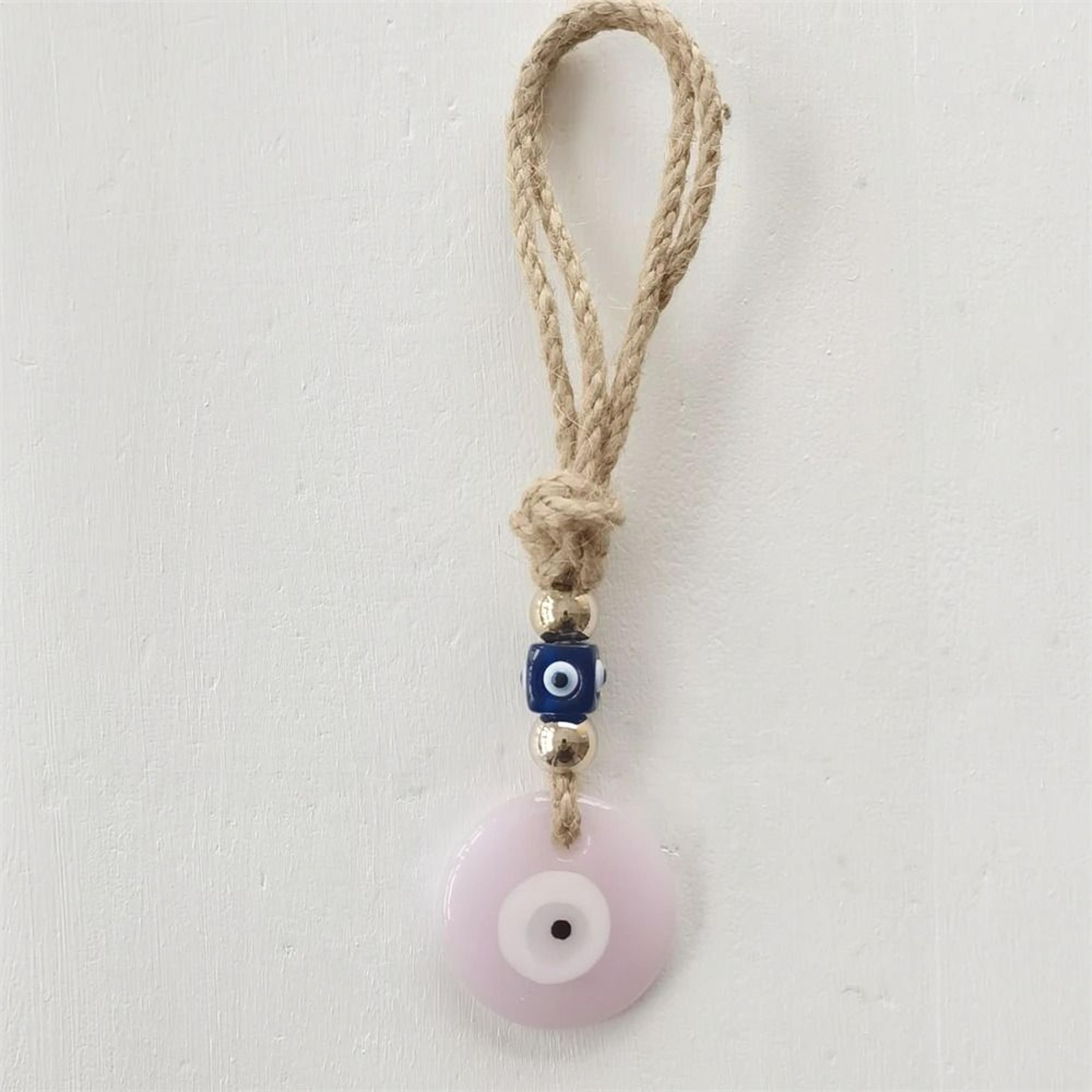 Handcrafted Blue Evil Eye Charm  Glass Nazar Wall Hanging  Executive Protection  Sanctuary Home Dec 6