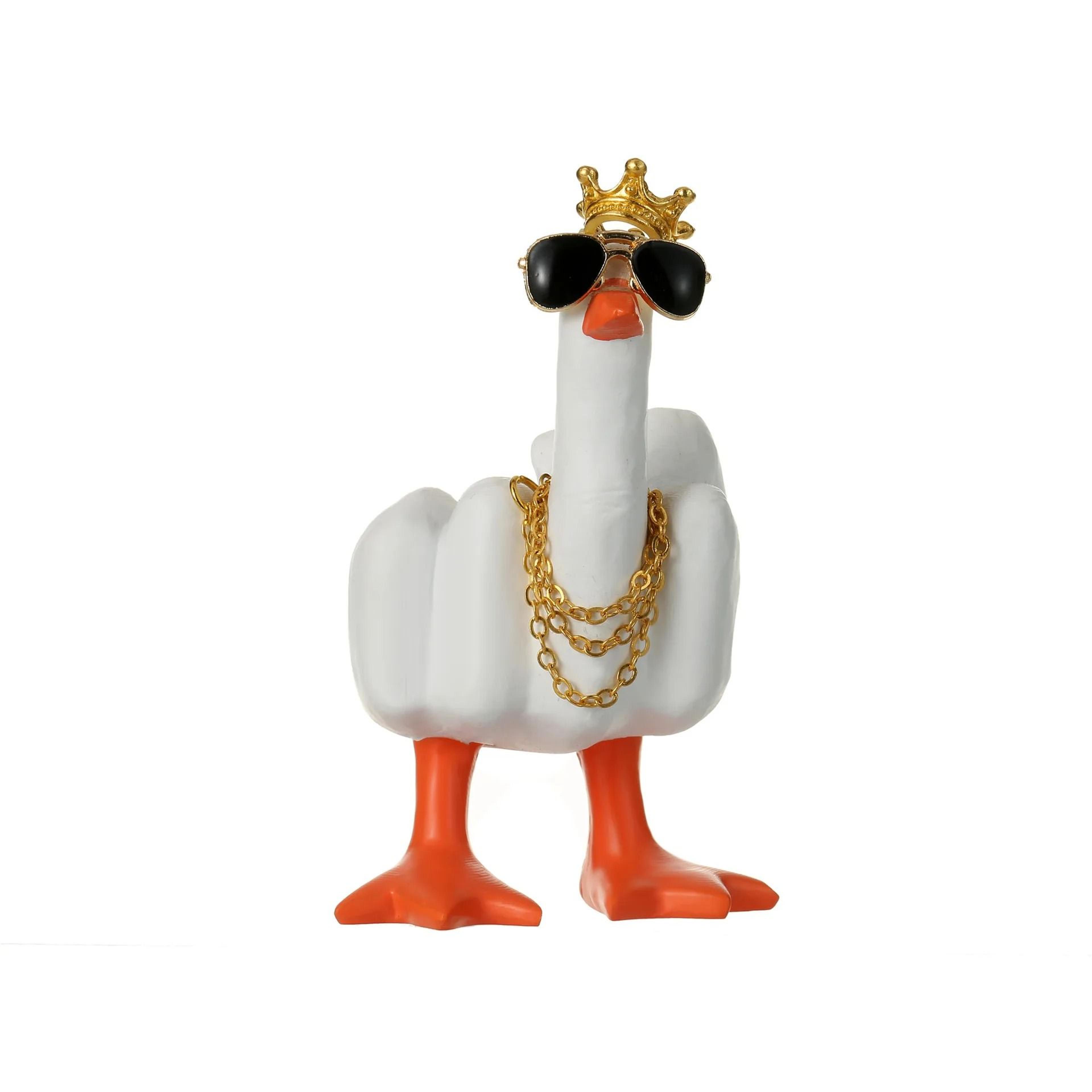 Funny Middle Finger Duck Statue  Resin Desktop Figurine With Glasses  Executive Rebel  Creative San 10