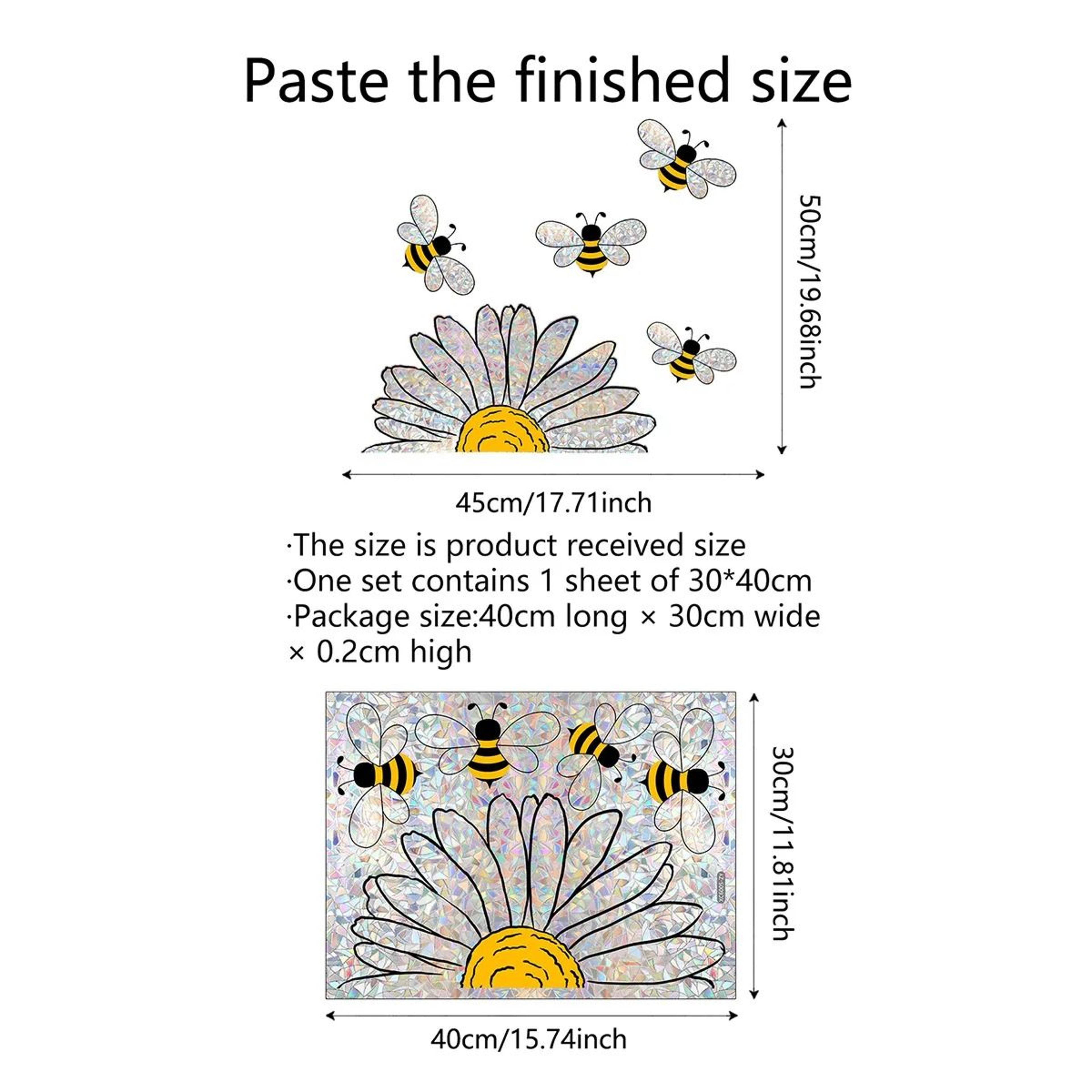 Rainbow Glass Sunflower Mural  Colorful Bee Electrostatic Decal  Executive Window  Studio Sanctuary 6