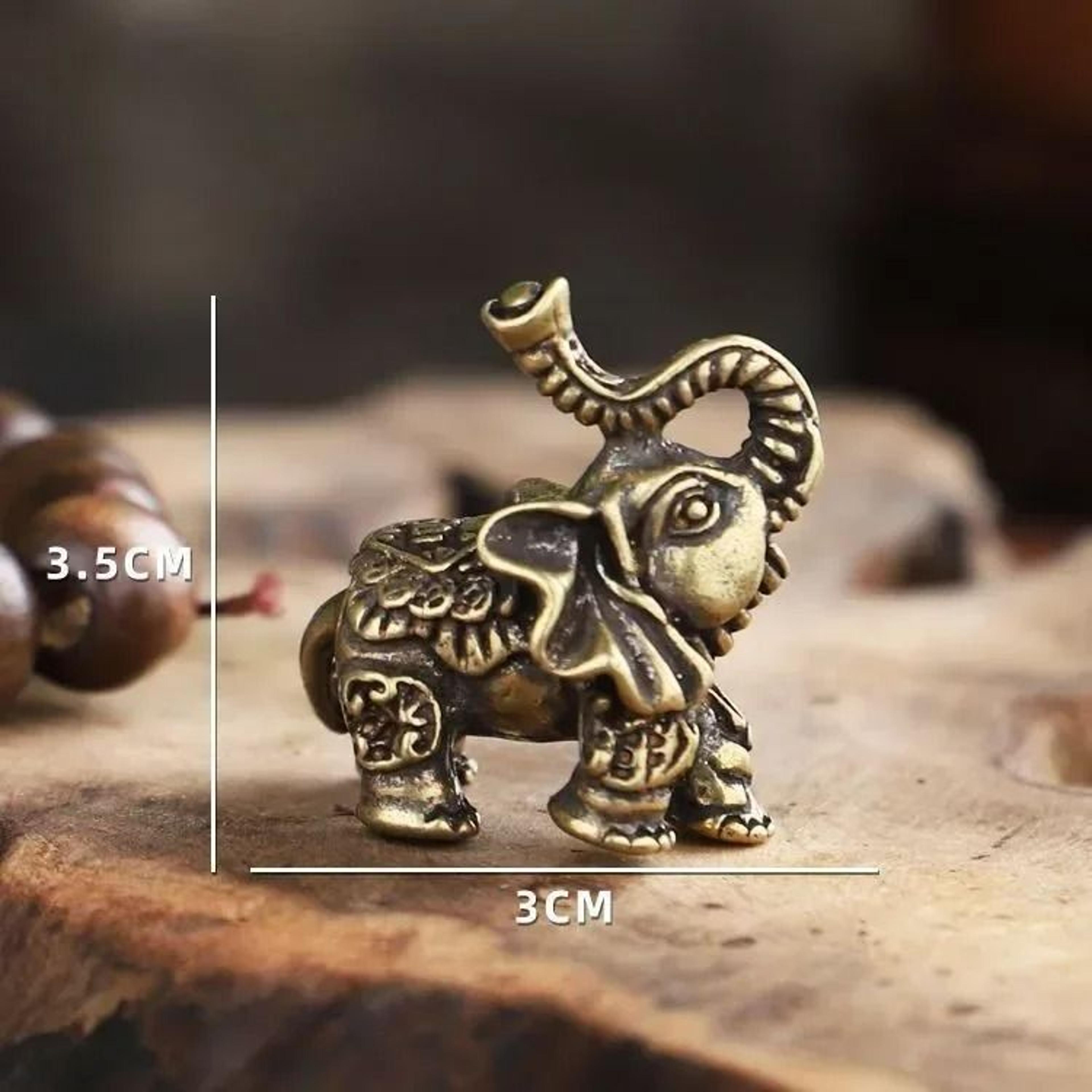 Artisan Solid Brass Elephant  Auspicious Miniature Figurine  Executive Desktop  Home Studio Sanctua 7