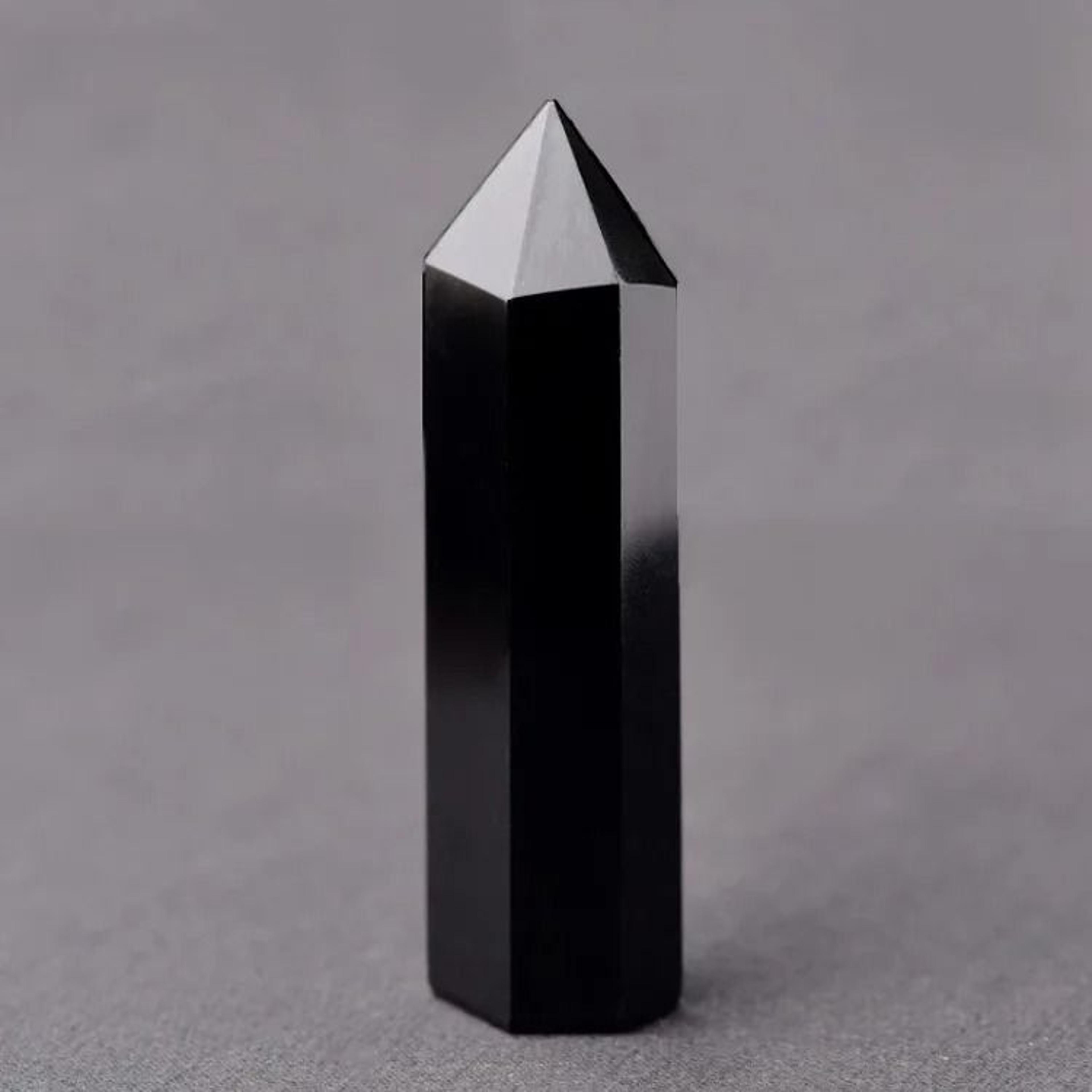 Obsidian Monolith Tower  15cm Natural Hexagonal Prism  Executive Studio  Zen Sanctuary Decor 6