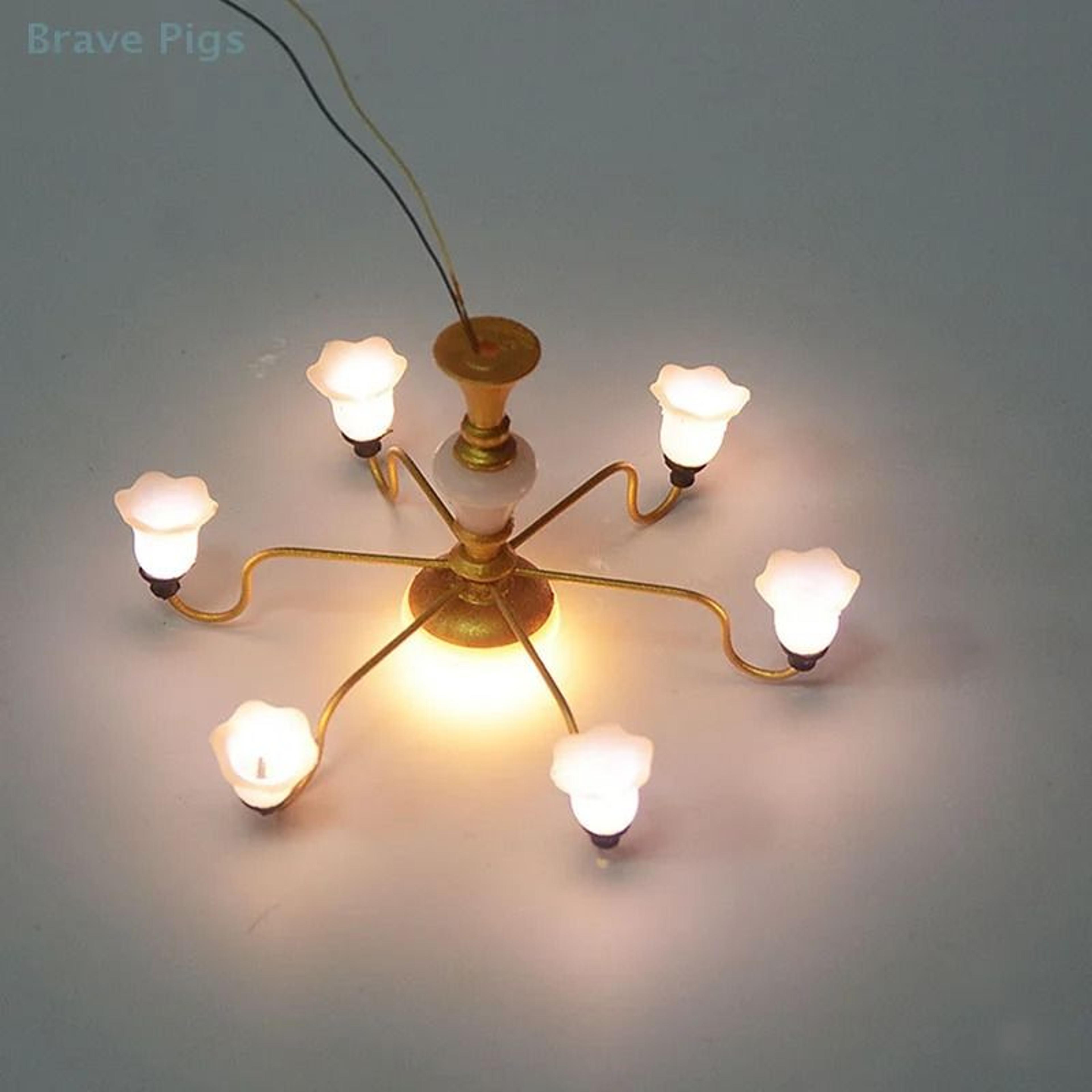 CyberLuxe LED Dollhouse Chandelier  3V Miniature Ceiling Light  Executive Model  Studio Sanctuary D 5
