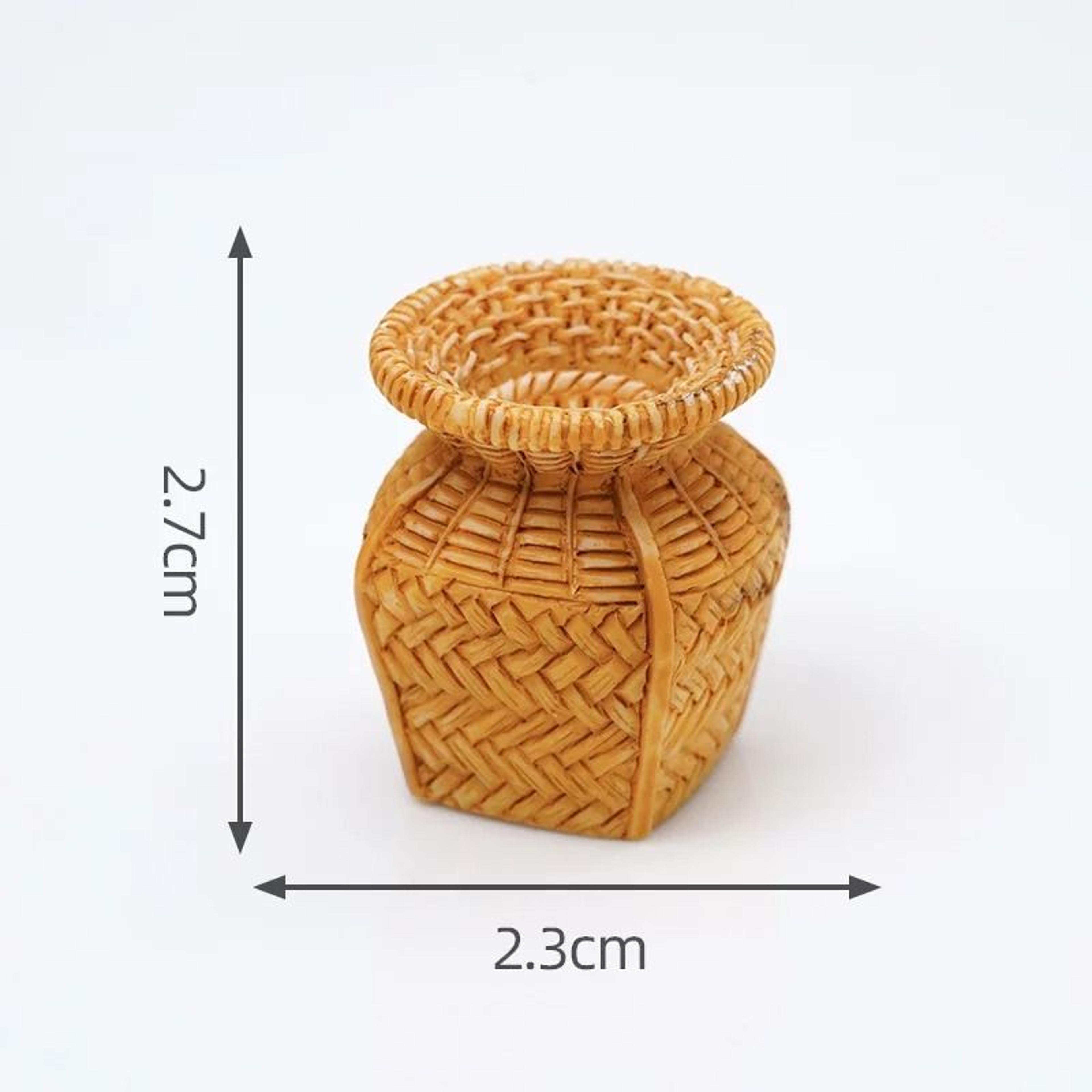 Artisan Mini Rattan Basket  Simulated Woven Display Model  Executive Studio  Dollhouse Sanctuary De 14