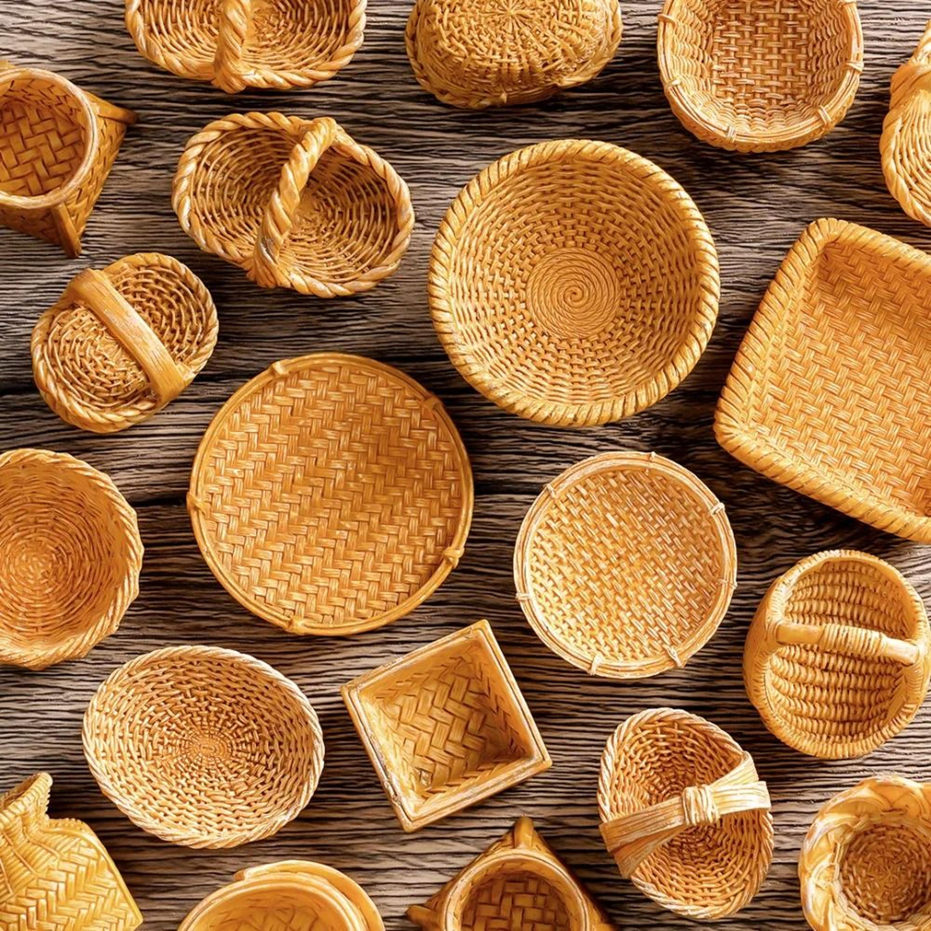 Artisan Mini Rattan Basket  Simulated Woven Display Model  Executive Studio  Dollhouse Sanctuary De 4