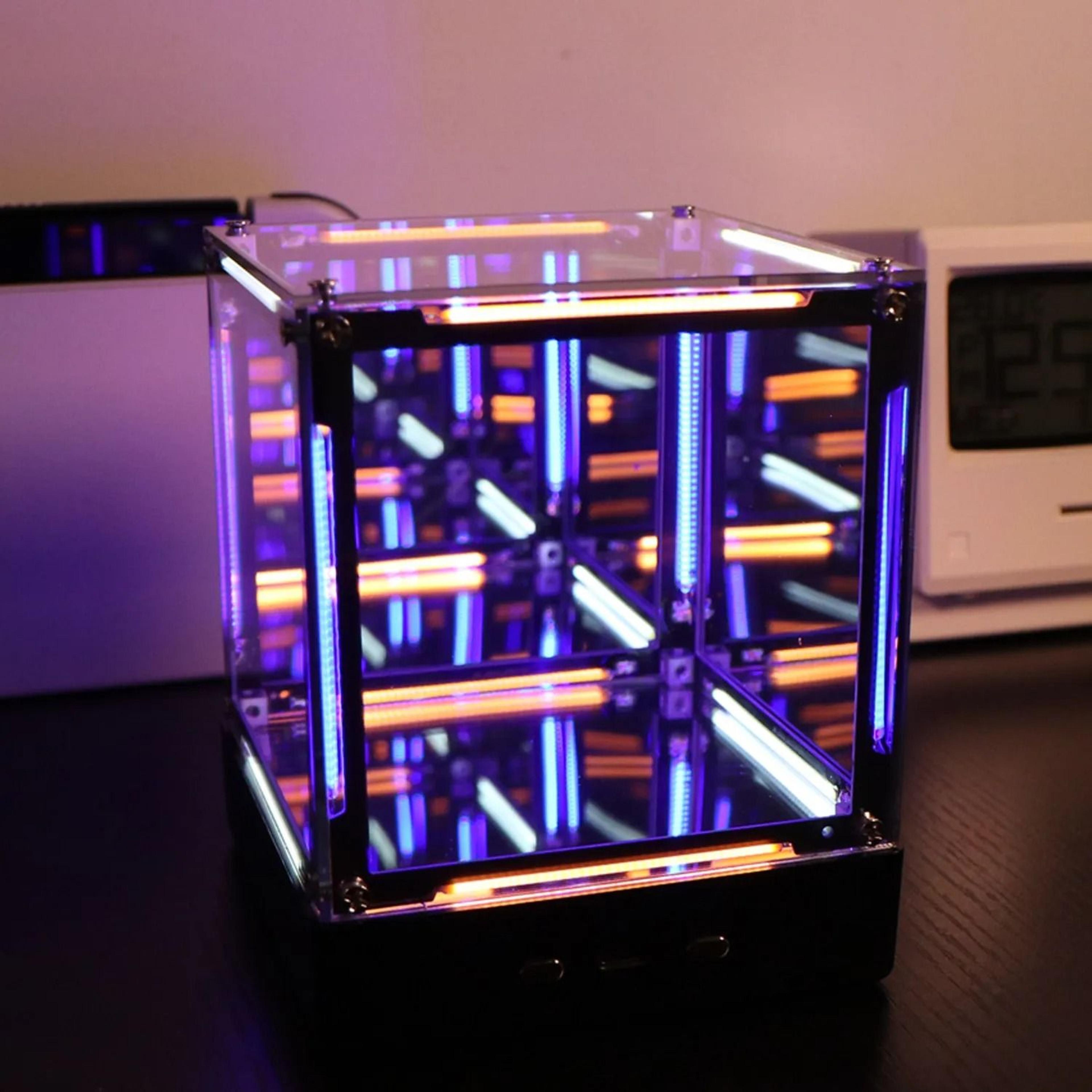 4d hypercube led display | infinity mirror tech lamp | executive gaming & studio sanctuary decor