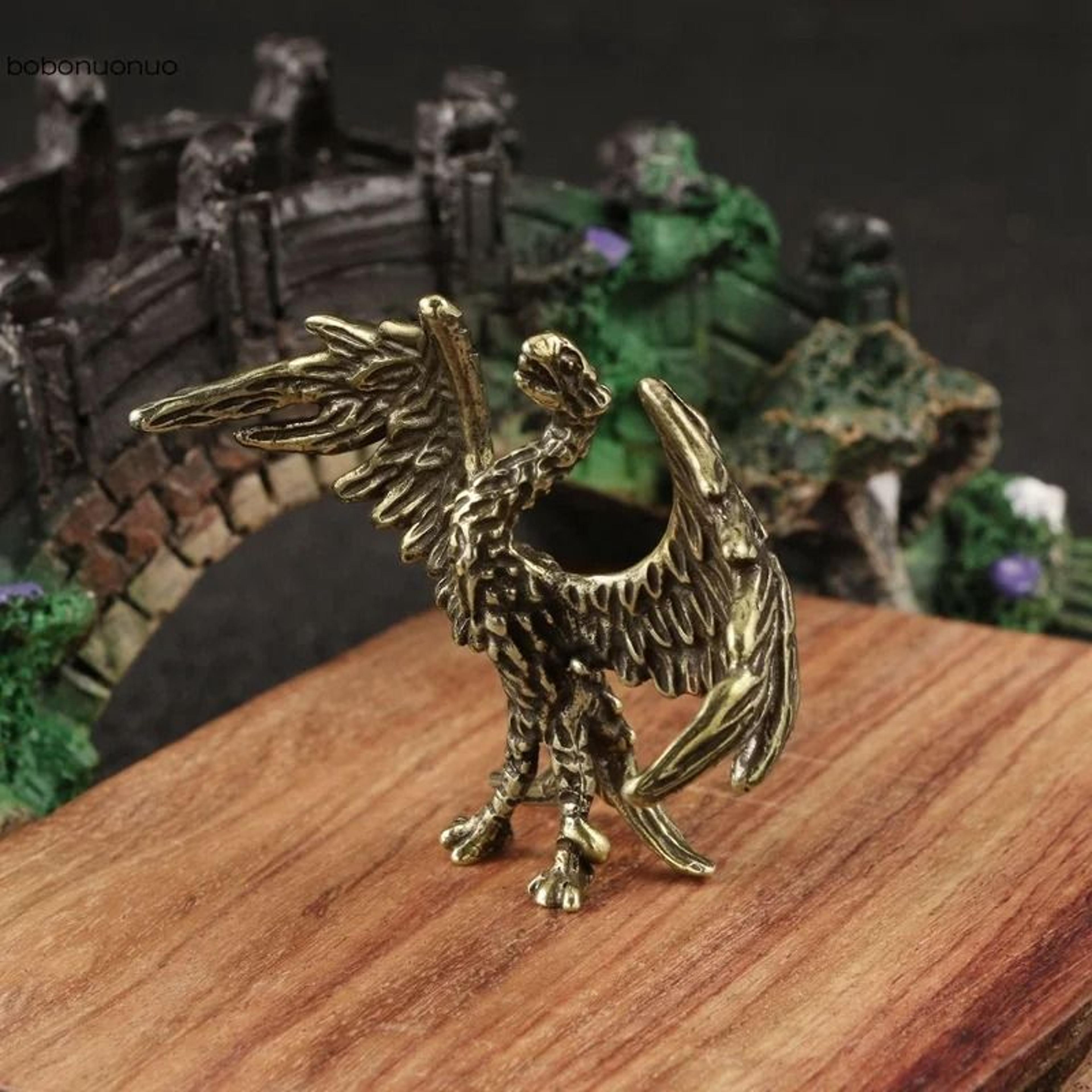 Artisan Flame Phoenix Sculpture  Solid Brass Mythical Figurine  Executive Desktop  Zen Sanctuary De 3