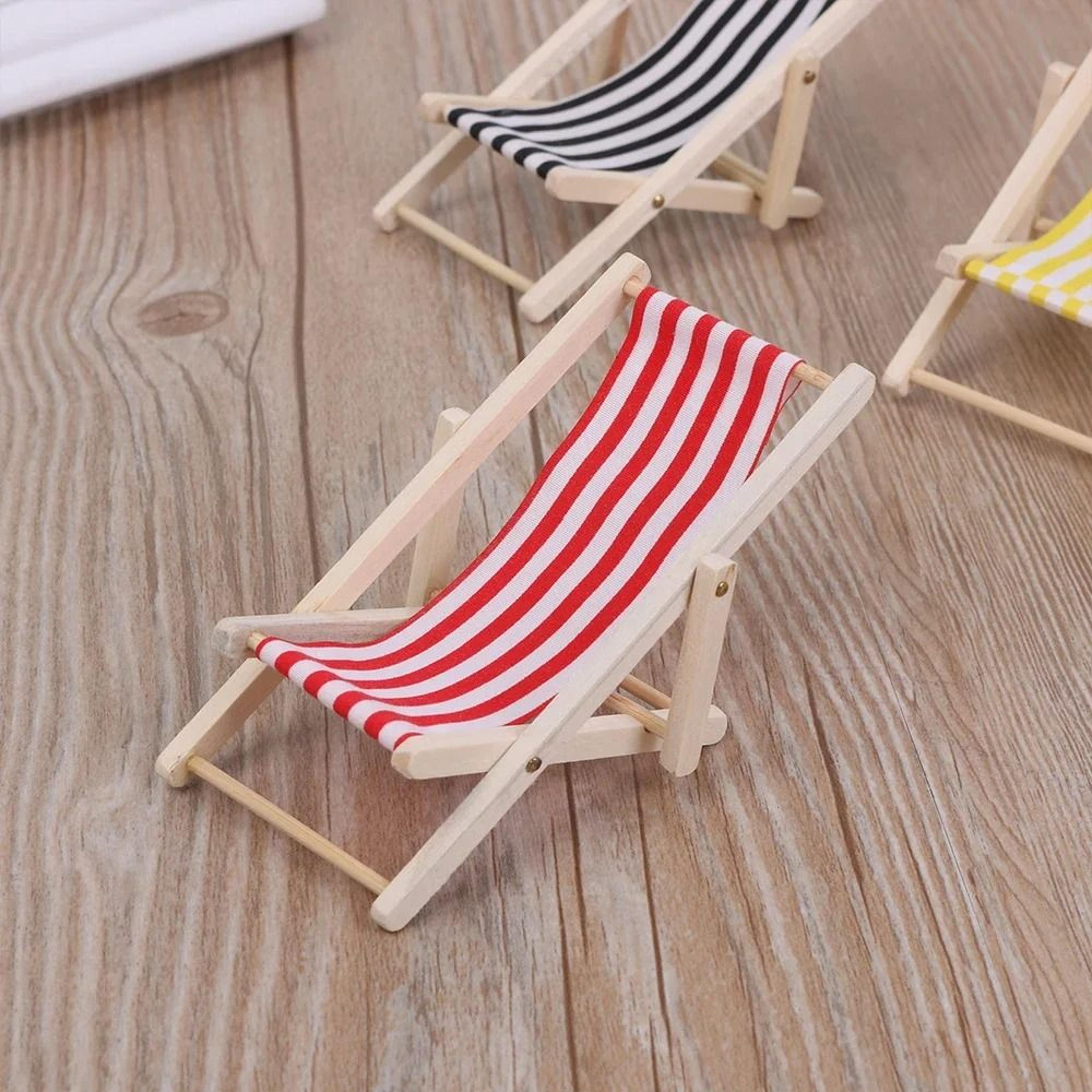 Coastal Miniature Deck Chair  112 Scale Folding Dollhouse Furniture  Executive Studio  Zen Sanctuar 1