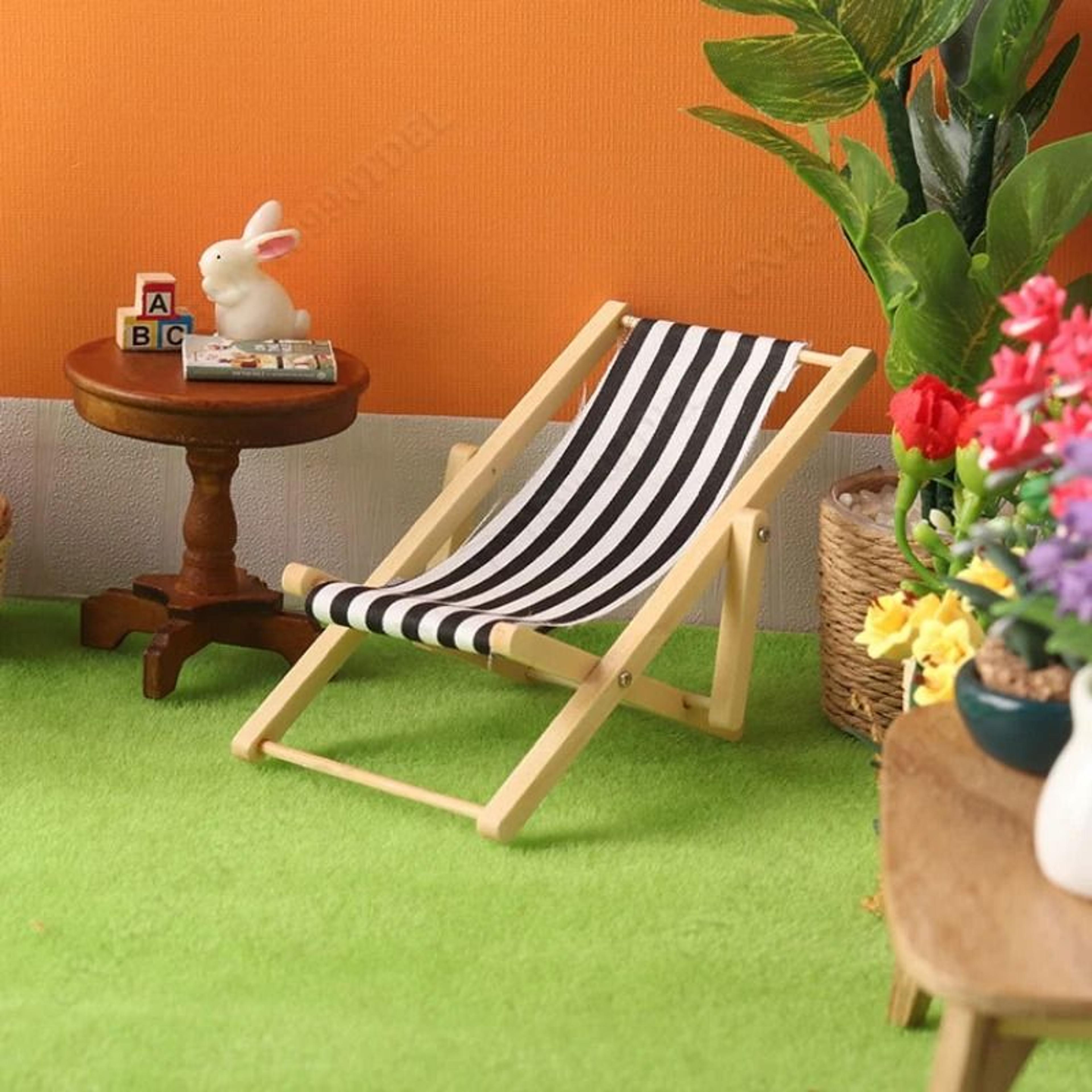 Artisan Miniature Recliner  Wooden Outdoor Deck Chair Model  Executive Studio  Zen Sanctuary Decor 3