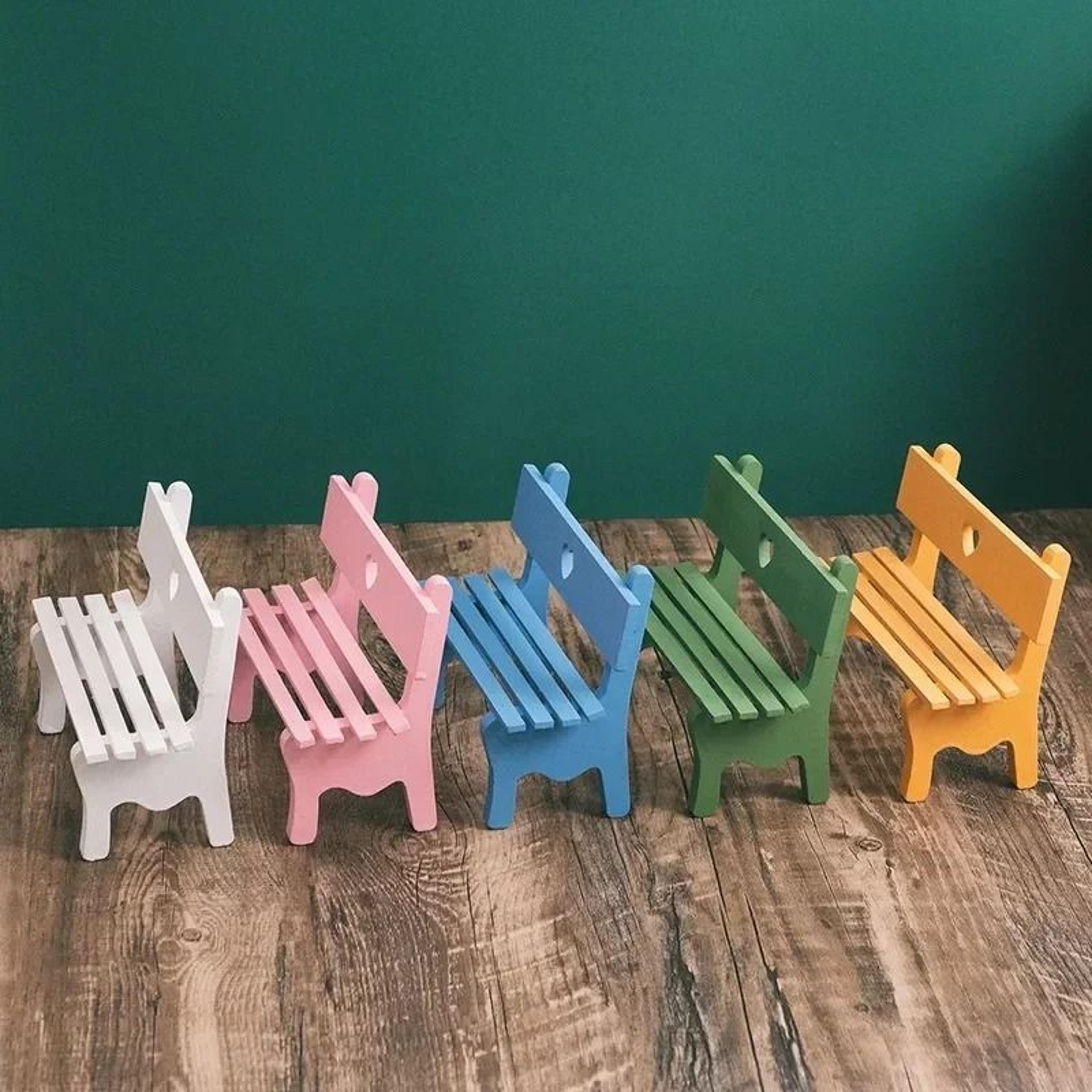 Artisan Miniature Garden Bench  Handcrafted Wooden Park Figurine  Executive Studio  Zen Sanctuary D 1
