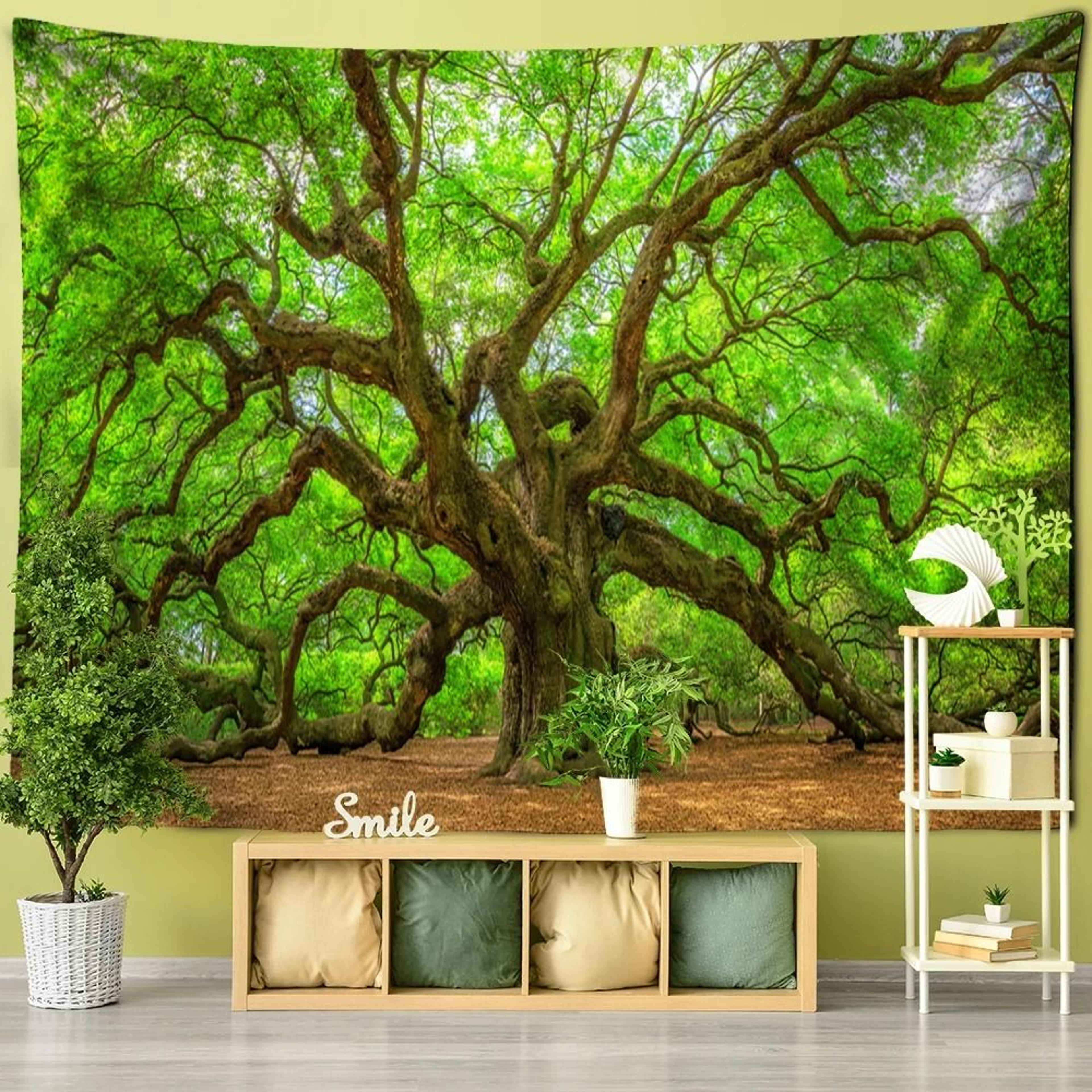 Towering Canopy Mural  Ancient Forest Scenery Tapestry  Executive Studio  Bohemian Sanctuary Decor 20