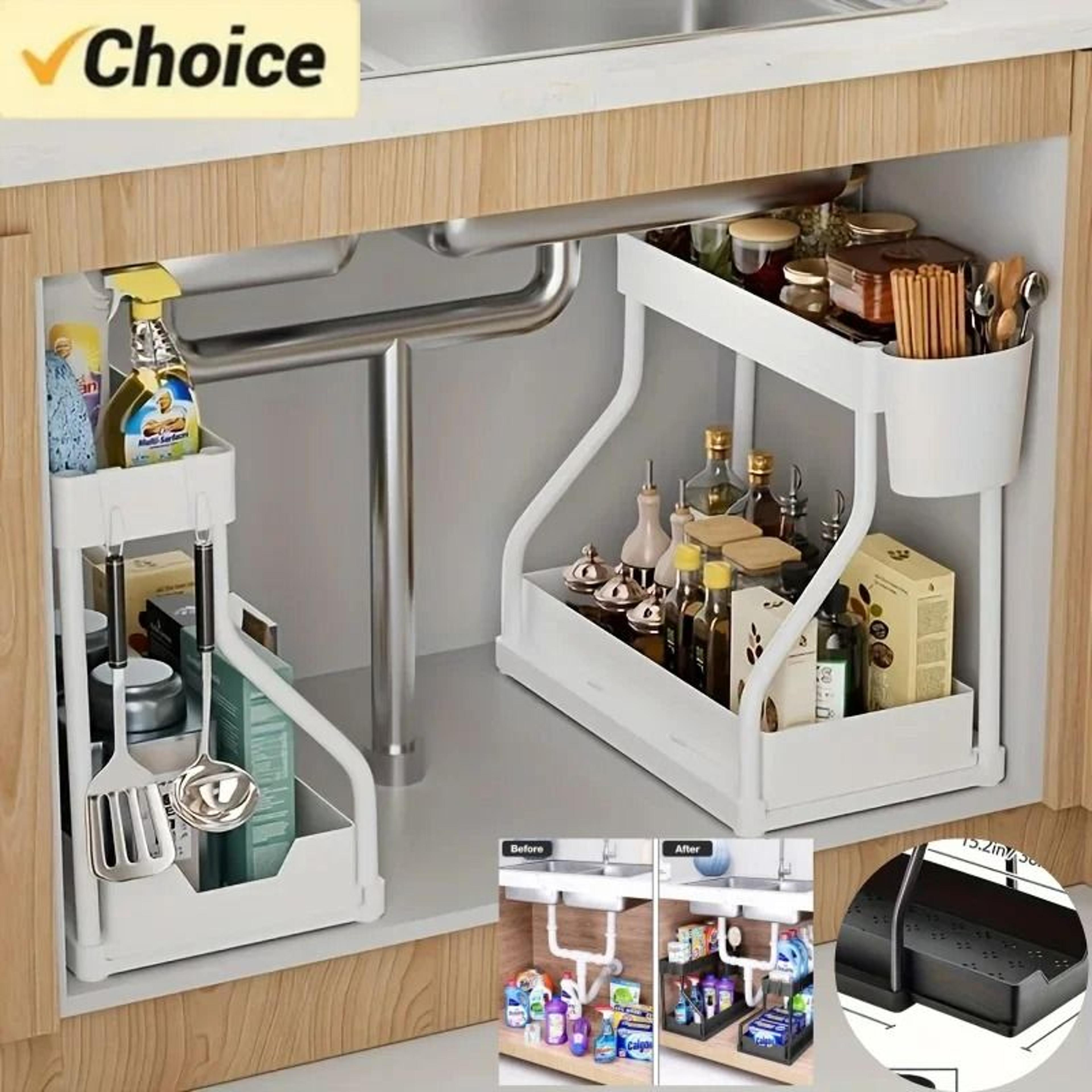 BasaltGlide 2Tier Organizer  SpaceSaving PullOut UnderSink Storage System 0
