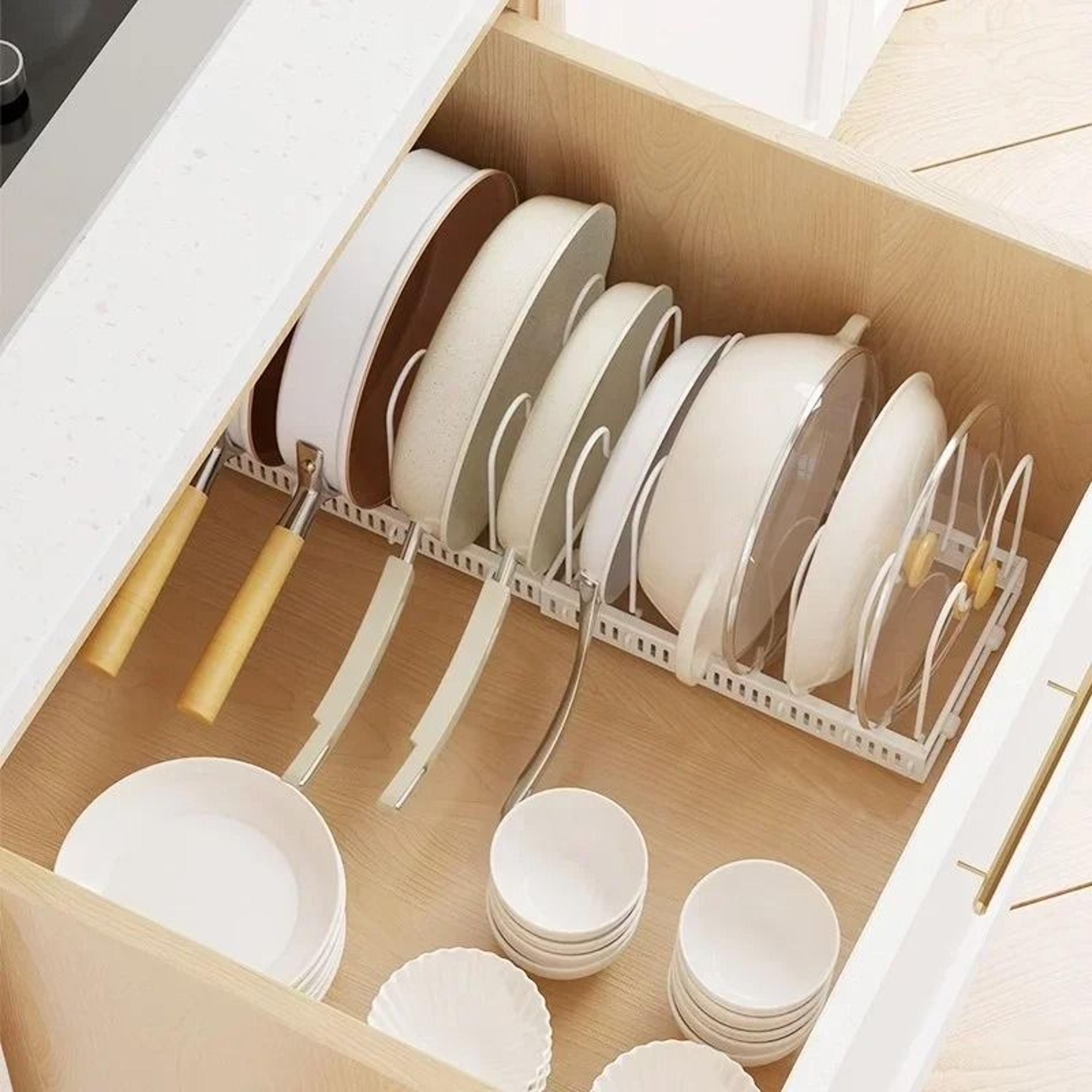 Monolith Carbon Nexus  Retractable MultiLayer Pot  Plate Storage Rack  Professional Cookware System 4