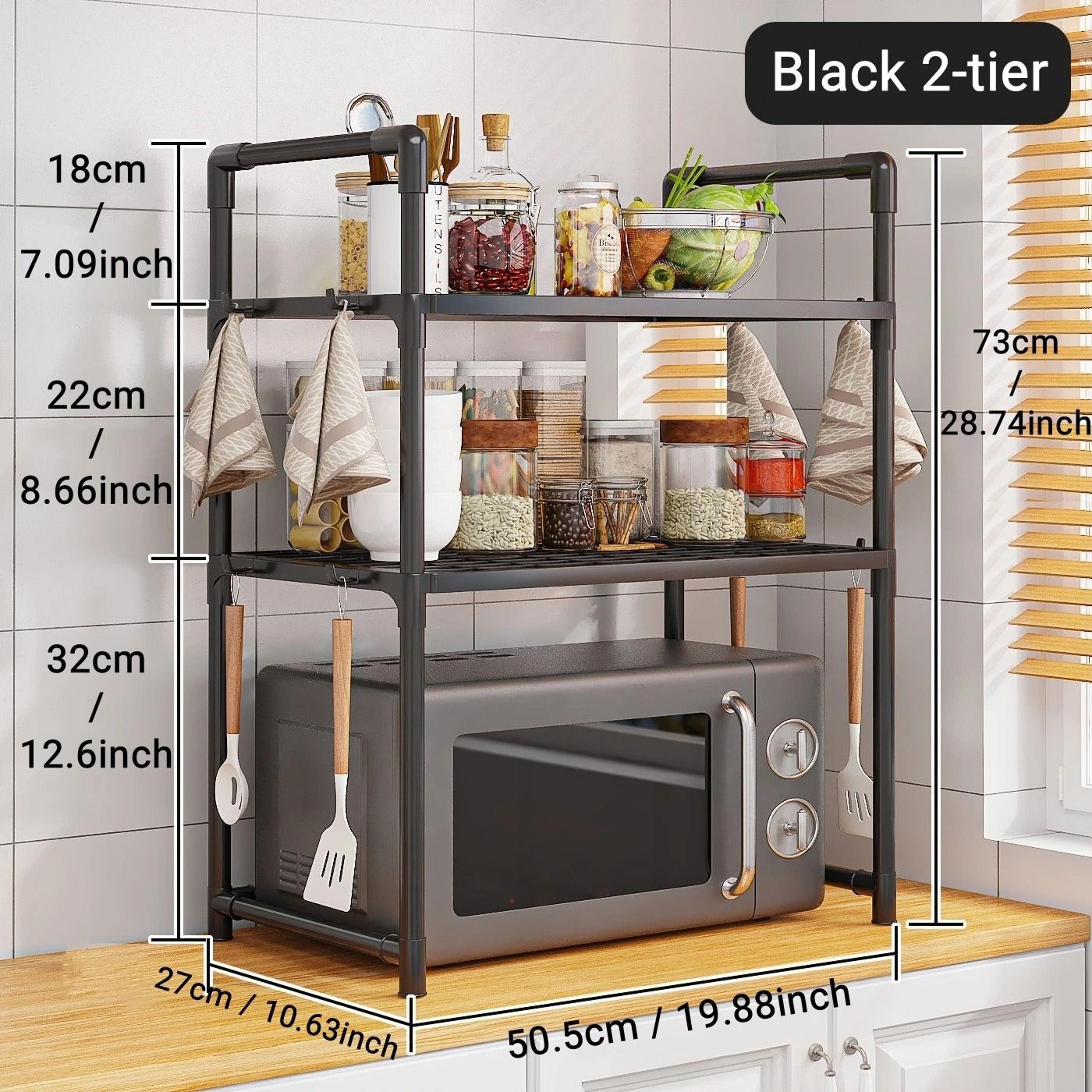 Microwave Storage Rack  SpaceSaving Countertop Organizer  Advanced Kitchen Utensil  Tableware Shelf 8
