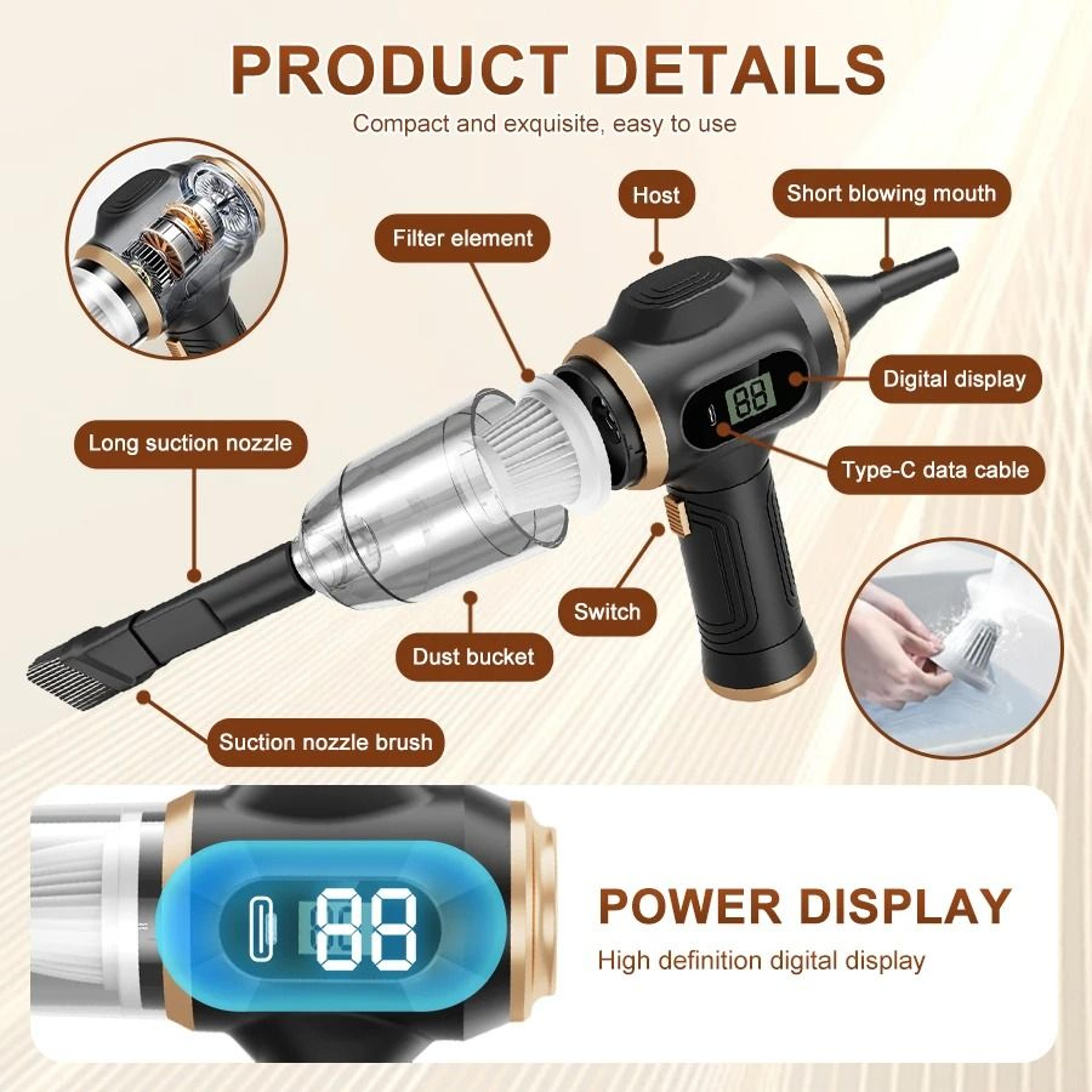 HighPowered 2in1 Car Vacuum  Blower  Precision Handheld Suction System  Executive Auto  Home Mainte 5