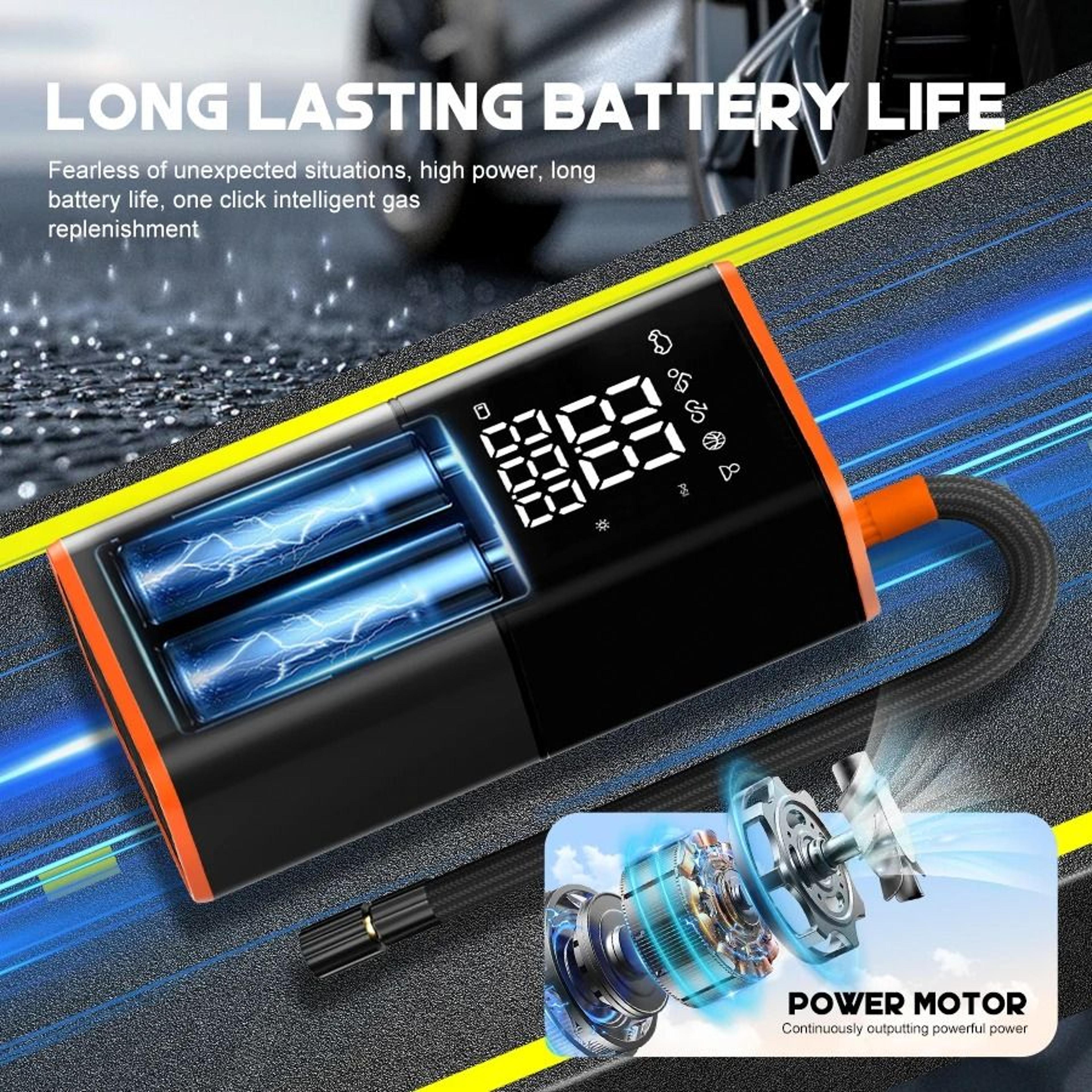 Portable ABS Car Tyre Inflator  Digital Display Air Compressor  Executive Motorcycle  Bicycle Pump  1