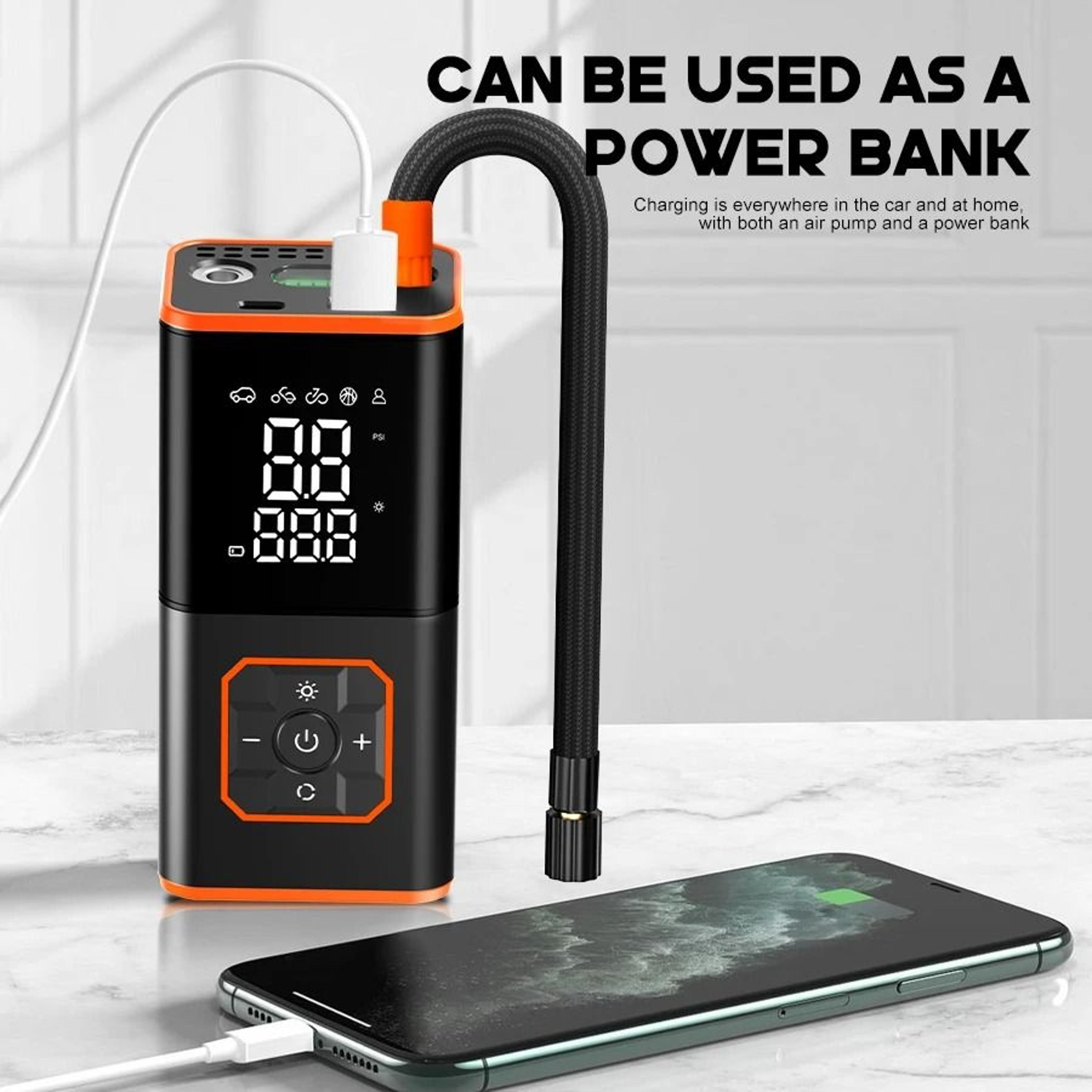 Portable ABS Car Tyre Inflator  Digital Display Air Compressor  Executive Motorcycle  Bicycle Pump  3
