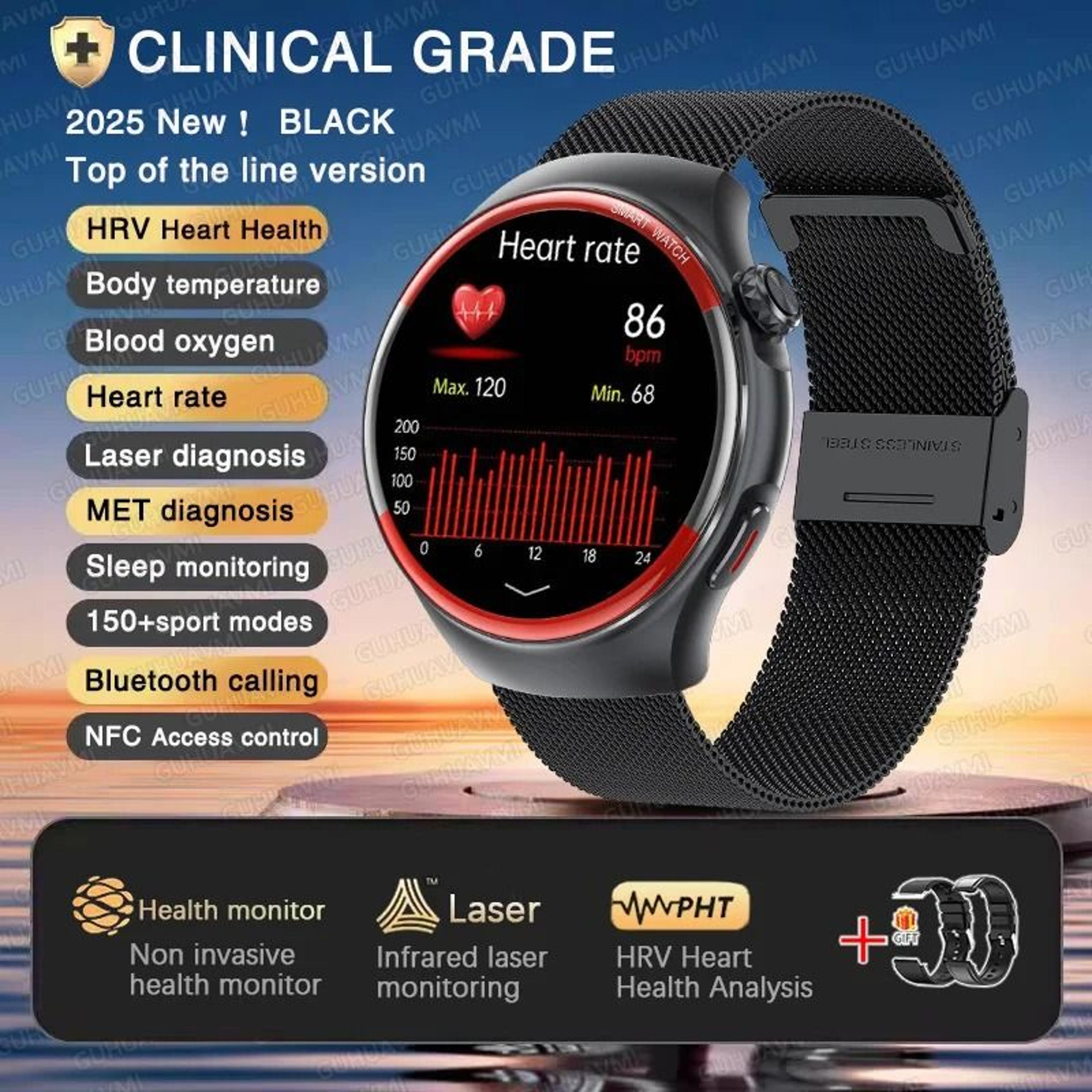 2025 Nursing Health Laser Smartwatch  Blood Pressure  Pulse Monitor  Executive Wellness Bluetooth C 11
