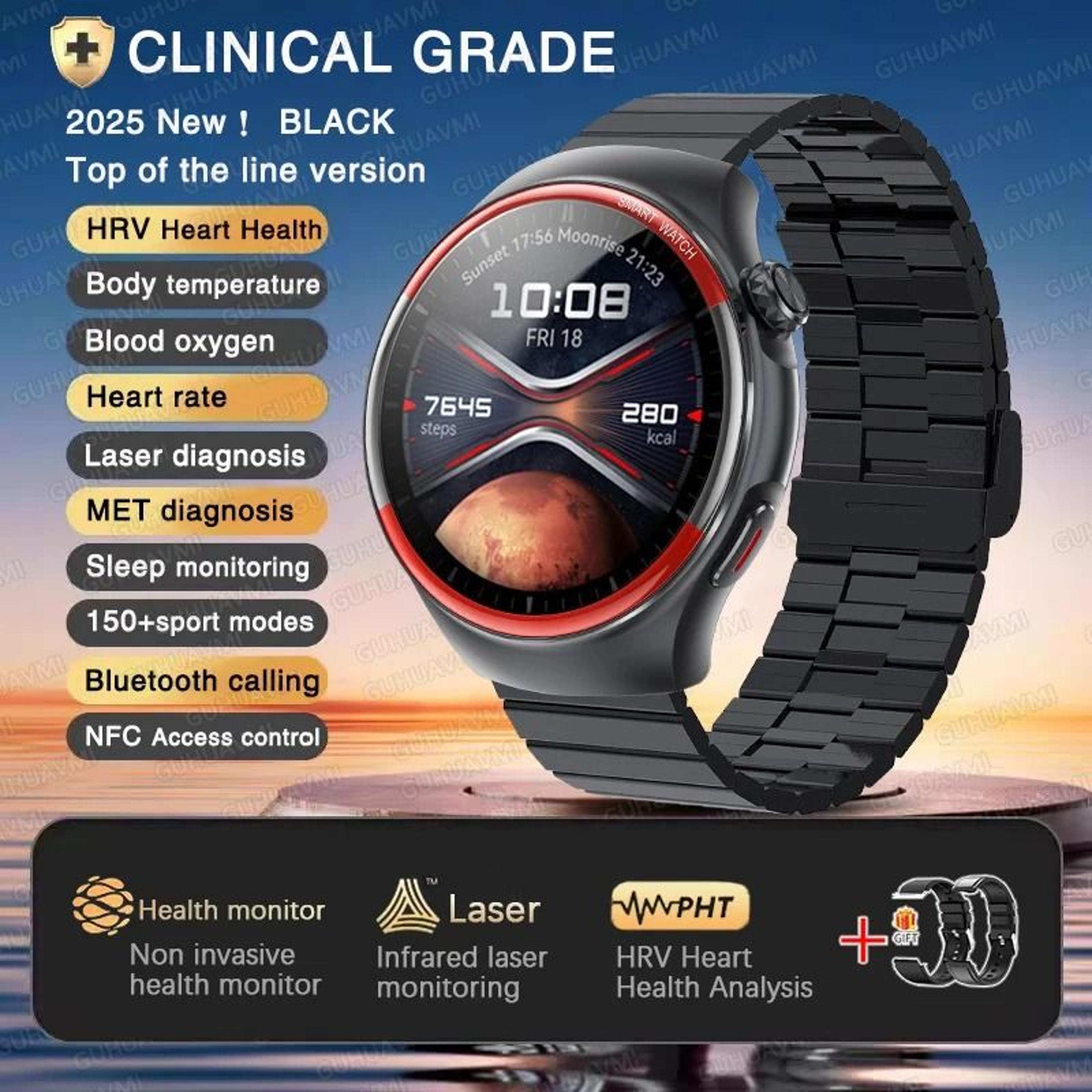 2025 Nursing Health Laser Smartwatch  Blood Pressure  Pulse Monitor  Executive Wellness Bluetooth C 13