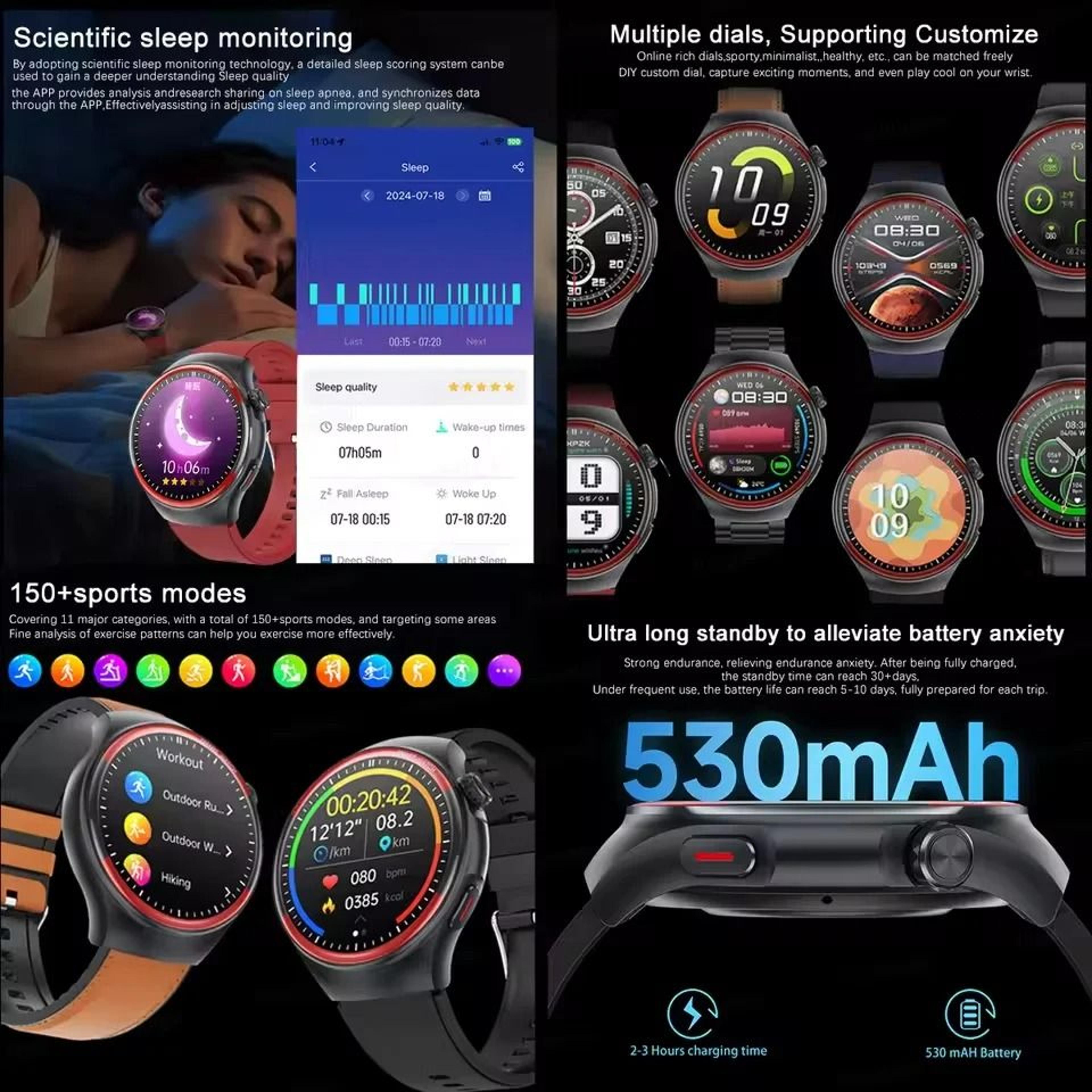 2025 Nursing Health Laser Smartwatch  Blood Pressure  Pulse Monitor  Executive Wellness Bluetooth C 5