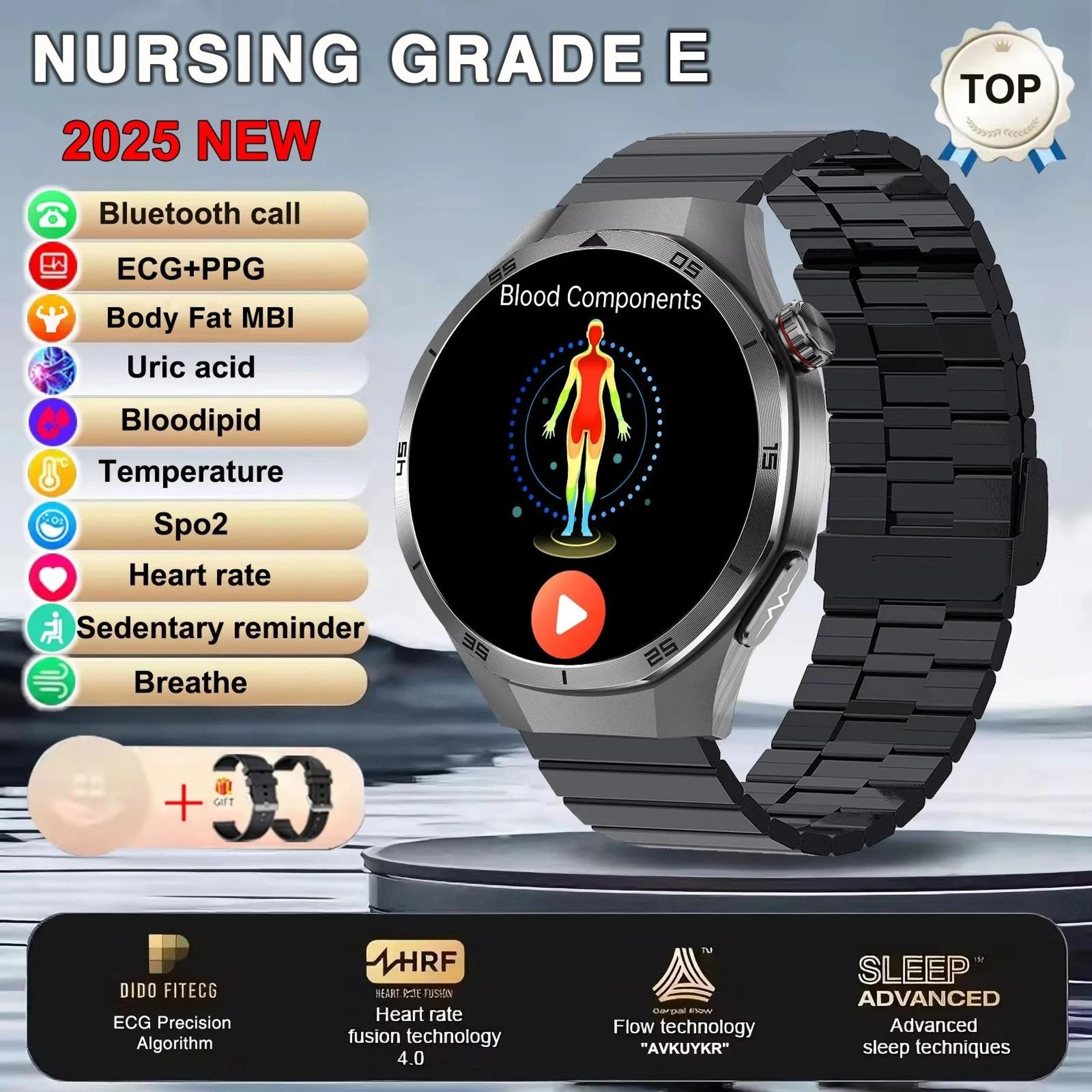 2025 ECGPPG Metabolic Health Smartwatch  Uric Acid  Lipid Monitoring  Executive NFC NFC Health  HD  13