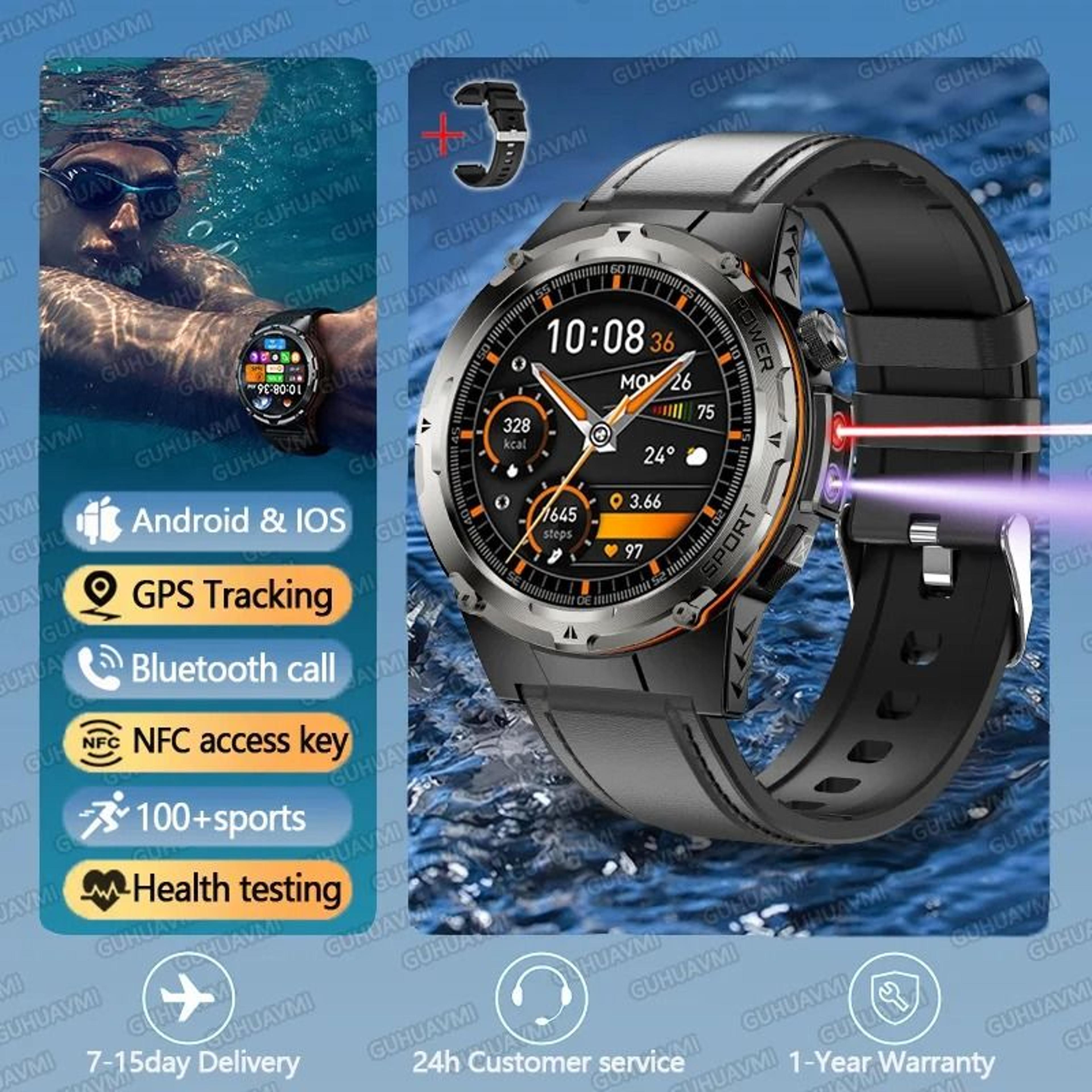 2026 TRex 3 GPS Military Smartwatch  UV  Infrared Sensor  Executive 3ATM Waterproof NFC Sports Syst 9