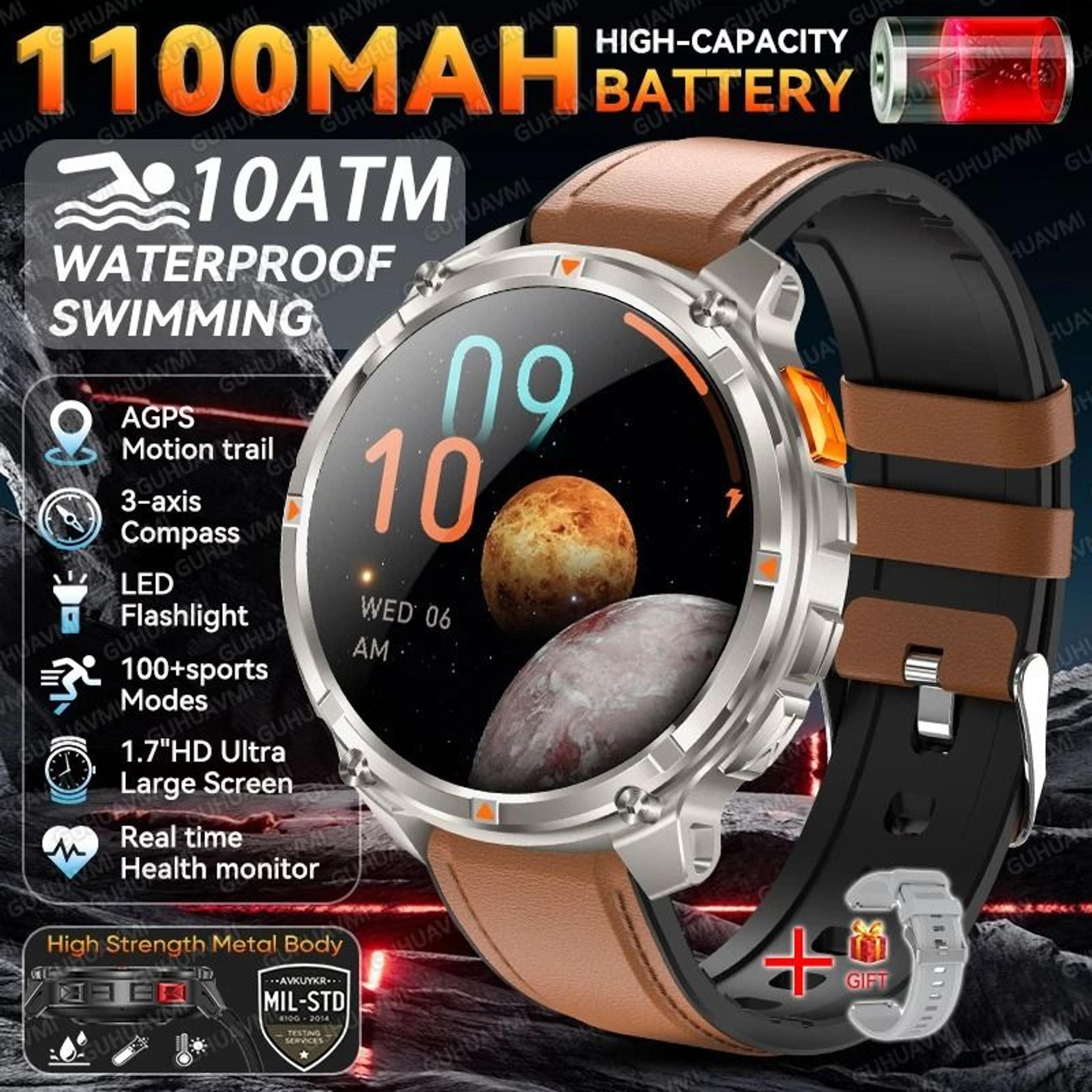 2026 TRex 3 Pro Smartwatch  1100mAh UltraBattery  DualBand GPS  Executive 10ATM Military Grade Outd 13