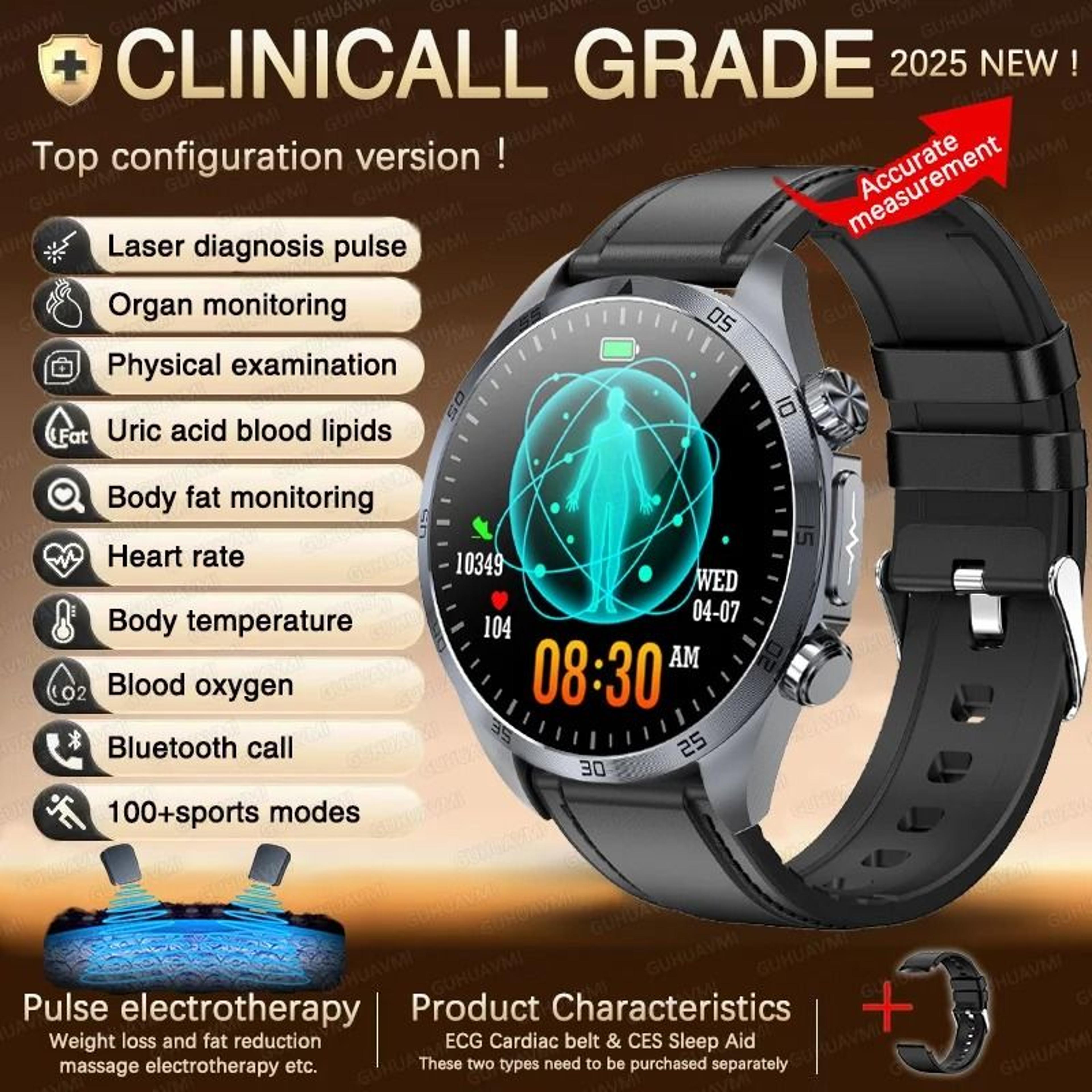 2026 Pulse Elite ECGPPG Smartwatch  Metabolic Health  Body Fat Tracker  Executive Uric Acid  Blood  9