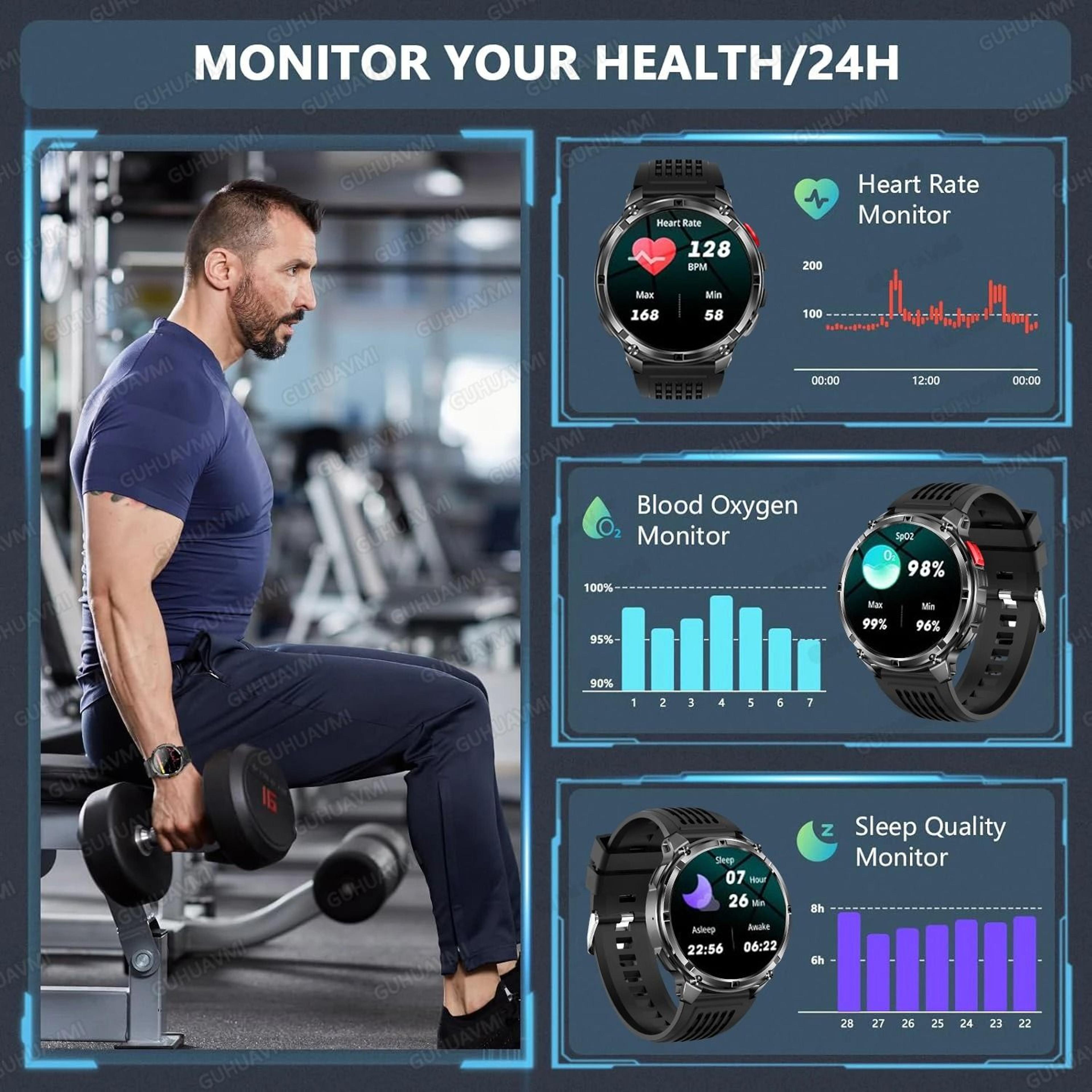 TRex 3 Pro Military Smart Watch  1100mAh Battery  GPS Compass  Rugged 10ATM Waterproof Sports Track 4