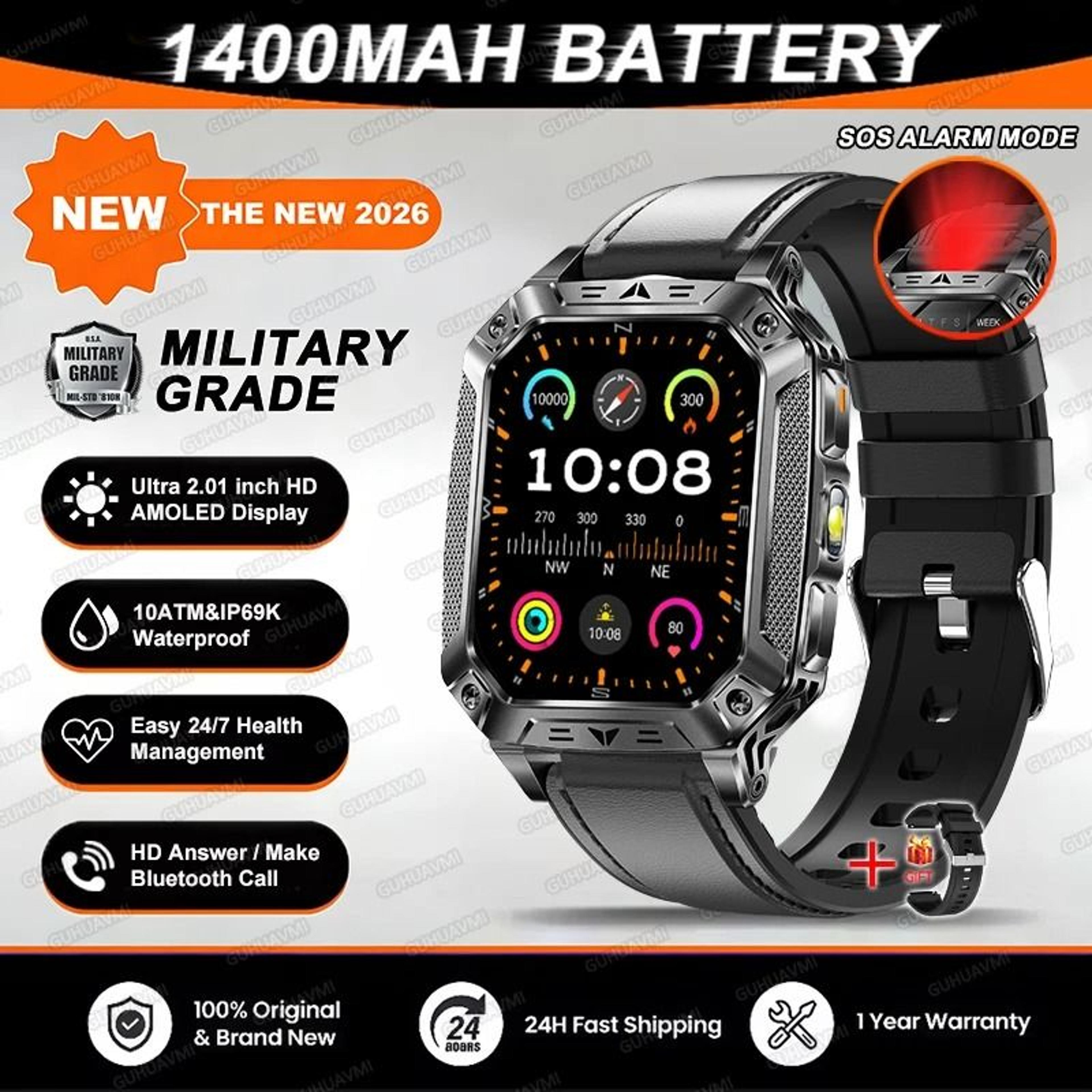 TANK Elite Military GPS Smartwatch  1400mAh Battery  201 AMOLED  Executive 10ATM SOS  Flashlight Sy 13
