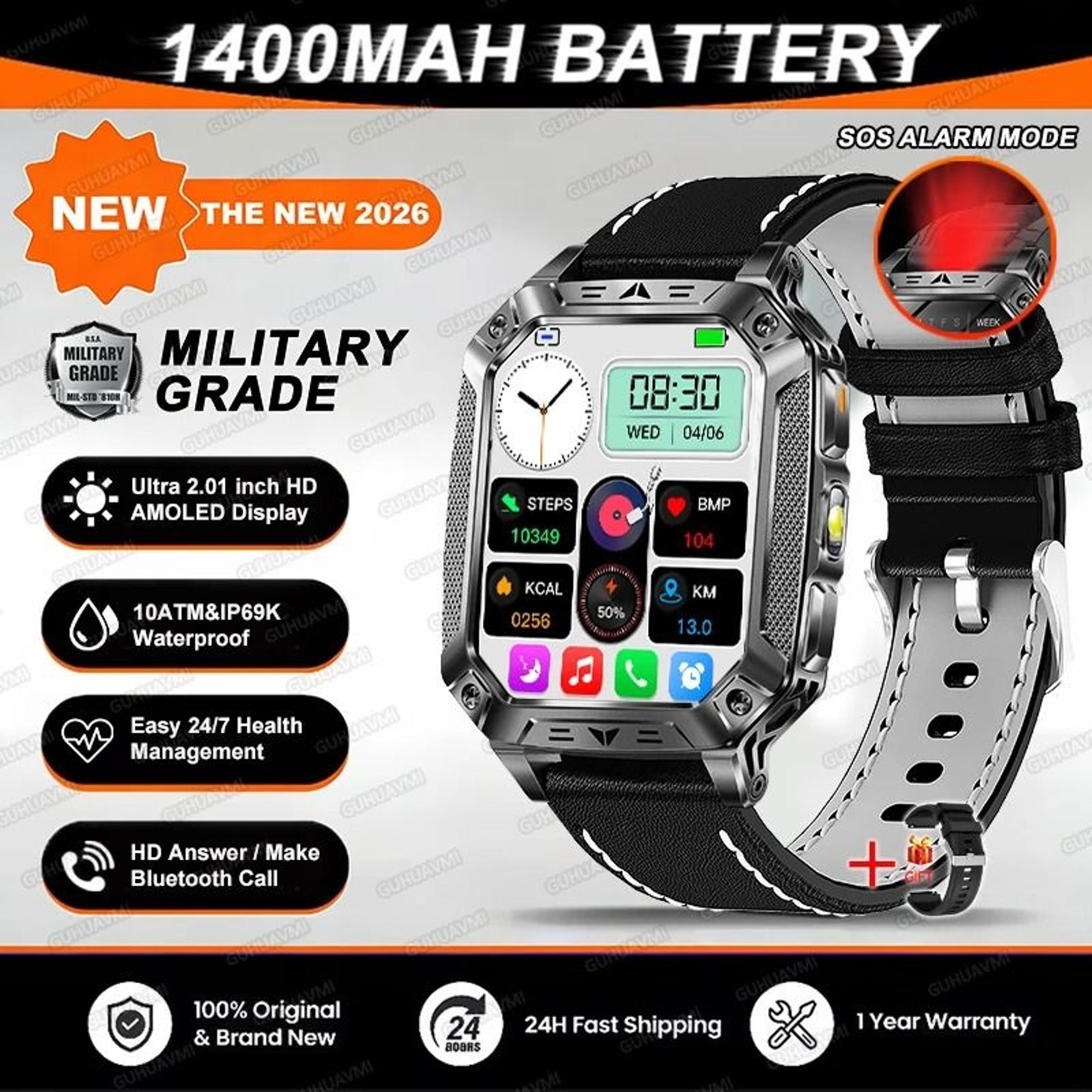 TANK Elite Military GPS Smartwatch  1400mAh Battery  201 AMOLED  Executive 10ATM SOS  Flashlight Sy 15