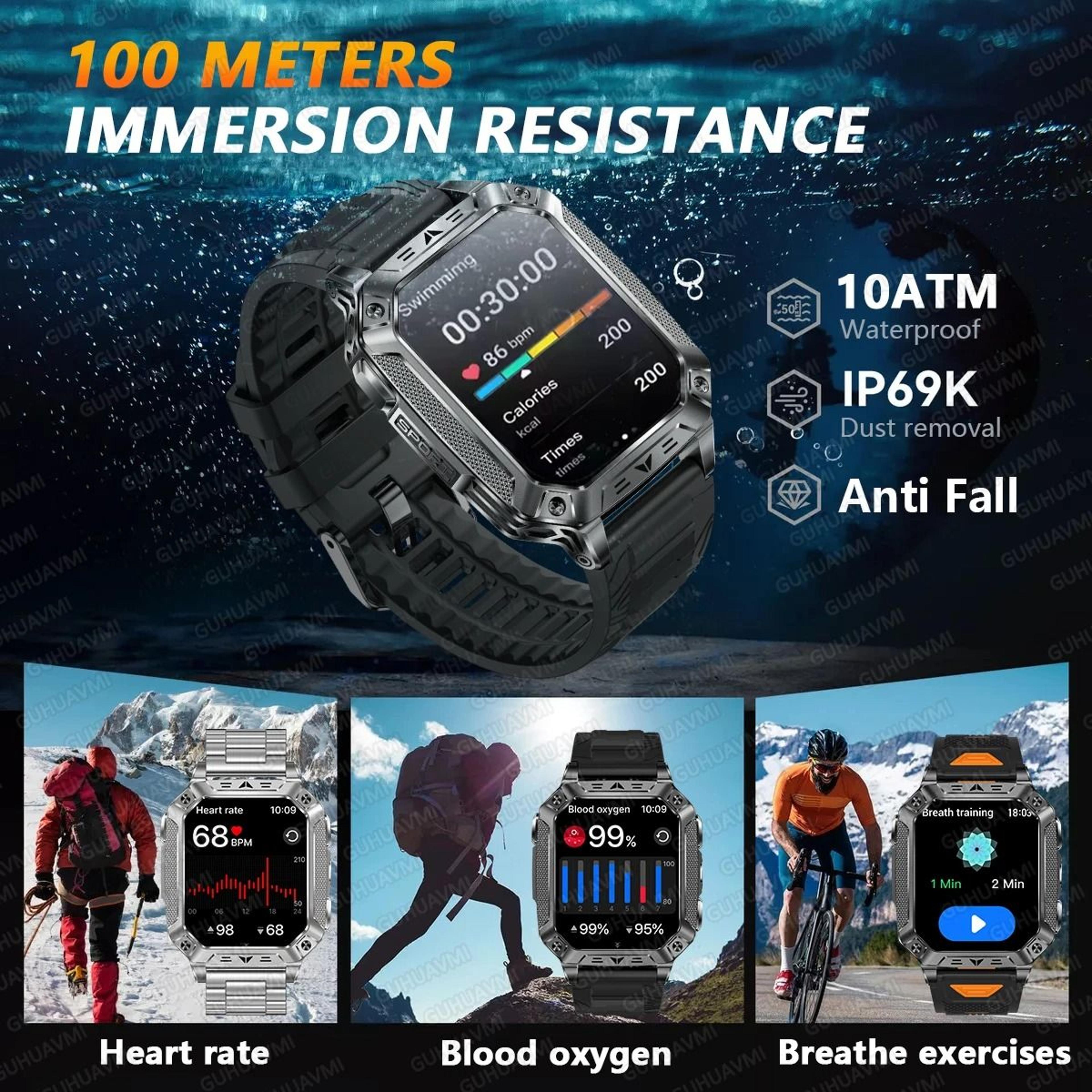TANK Elite Military GPS Smartwatch  1400mAh Battery  201 AMOLED  Executive 10ATM SOS  Flashlight Sy 2