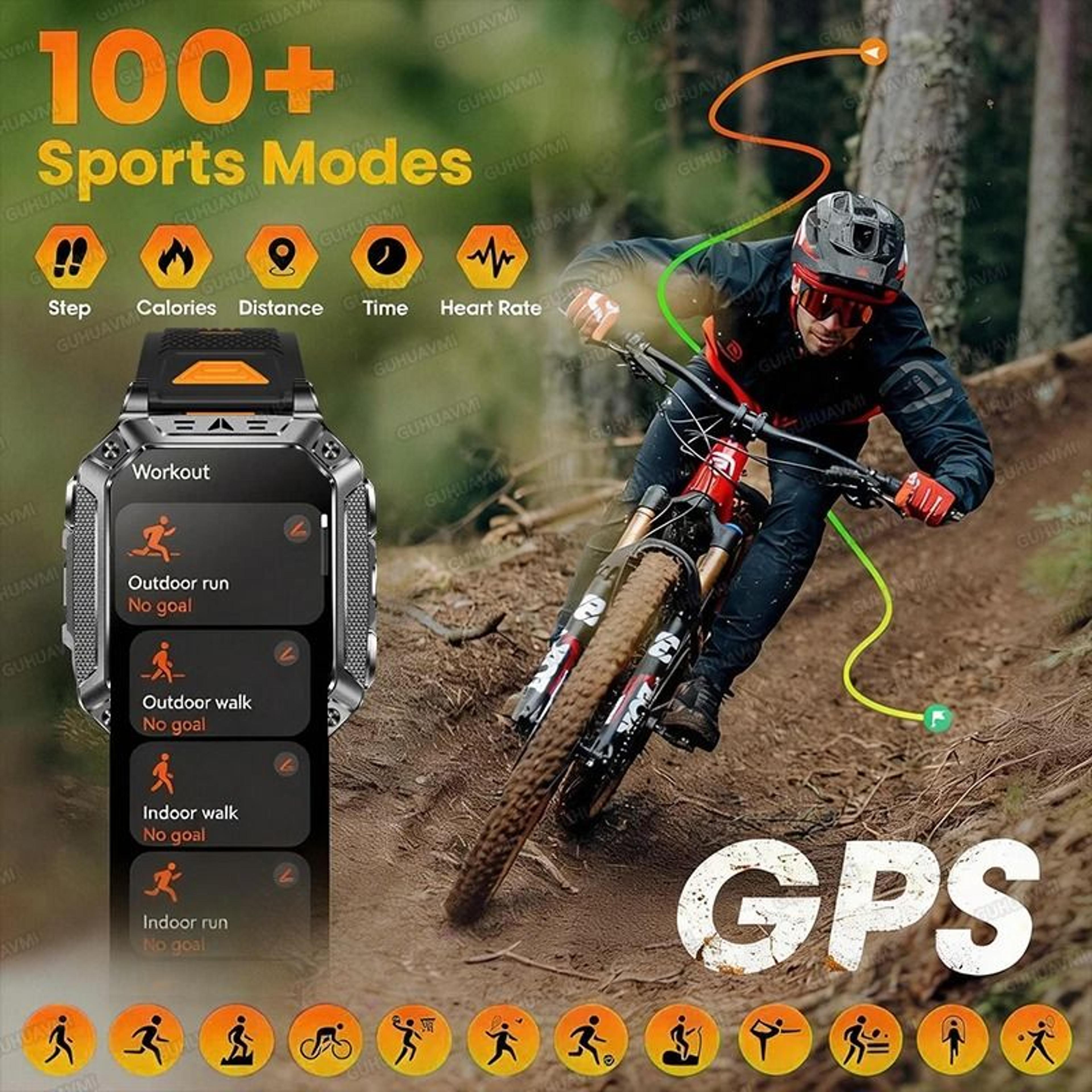 TANK Elite Military GPS Smartwatch  1400mAh Battery  201 AMOLED  Executive 10ATM SOS  Flashlight Sy 3