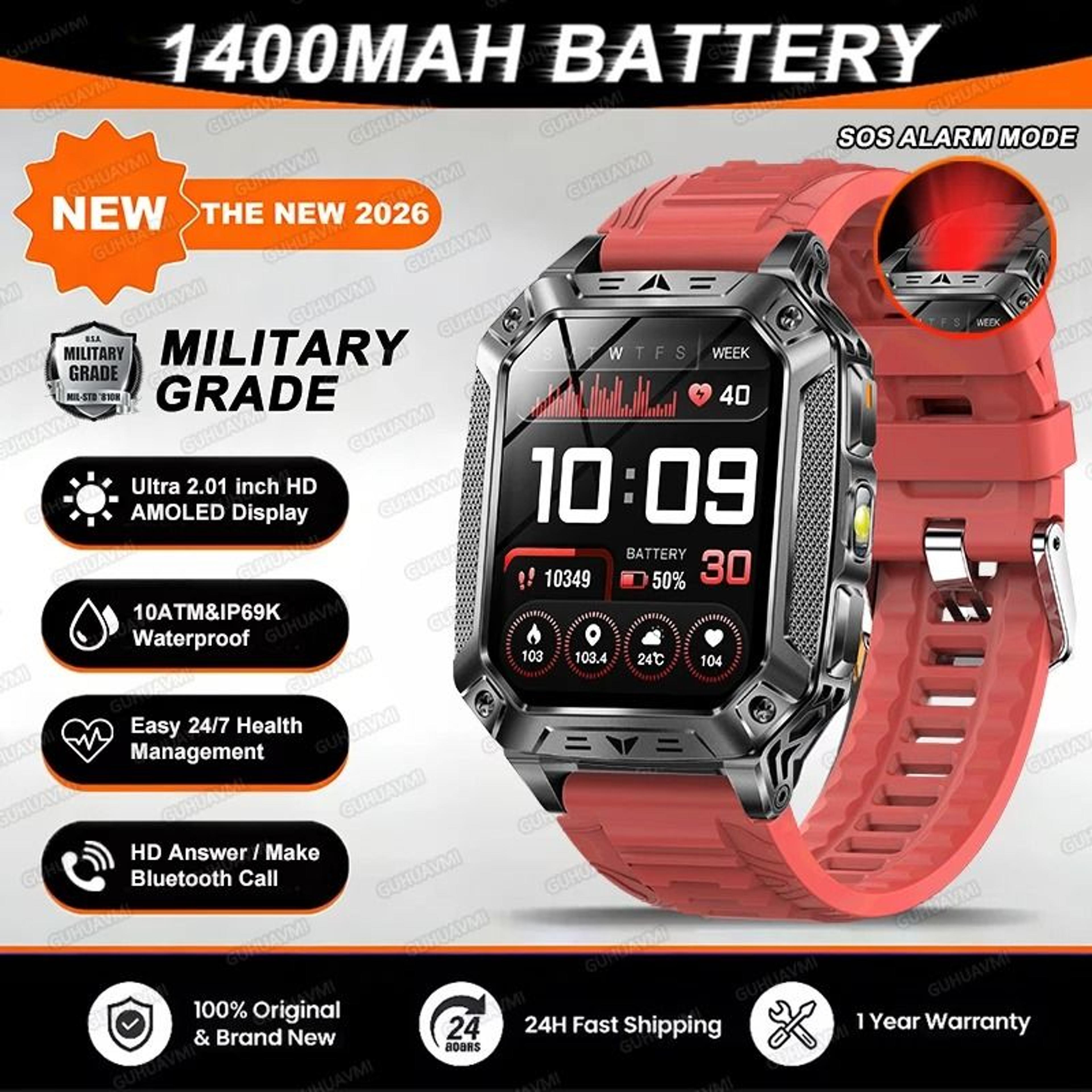 TANK Elite Military GPS Smartwatch  1400mAh Battery  201 AMOLED  Executive 10ATM SOS  Flashlight Sy 8