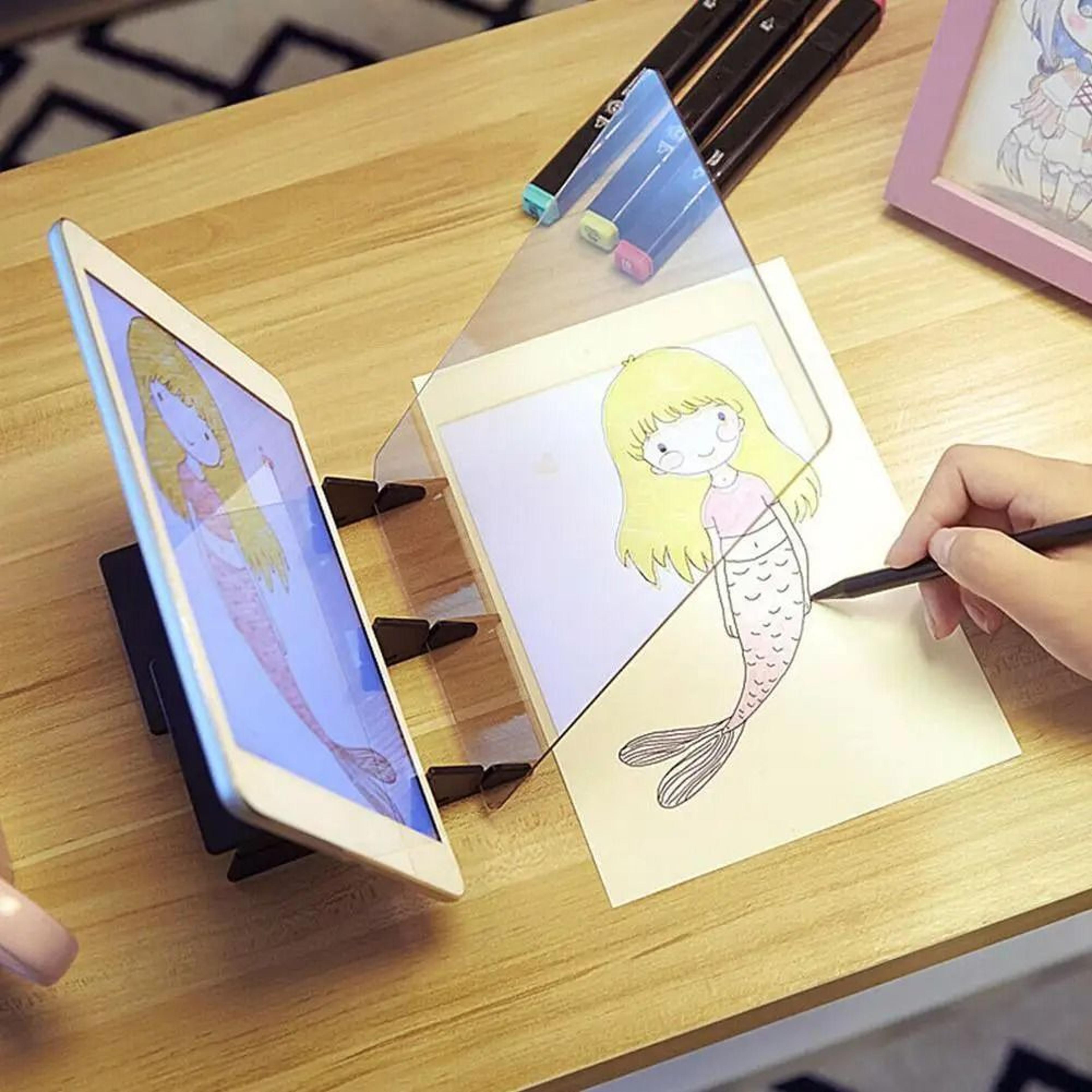 LED Optical Projection Drawing Board Kids Painting Tracing Sketch Mirror Reflection Dimming Bracket 1