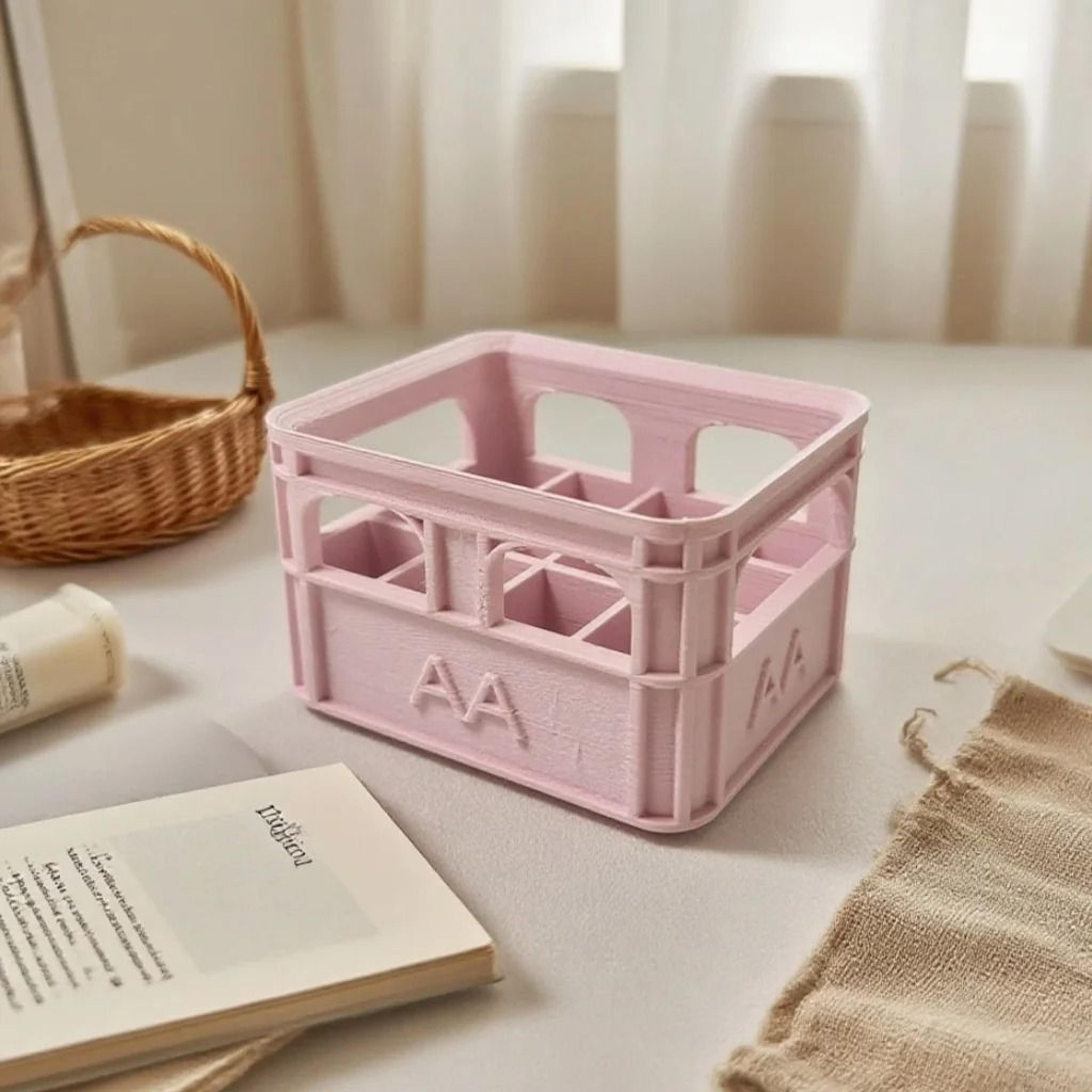 Industrial Retro AA Battery Crate  HighStability Miniature Storage Basket  Desktop Technical Decor 2