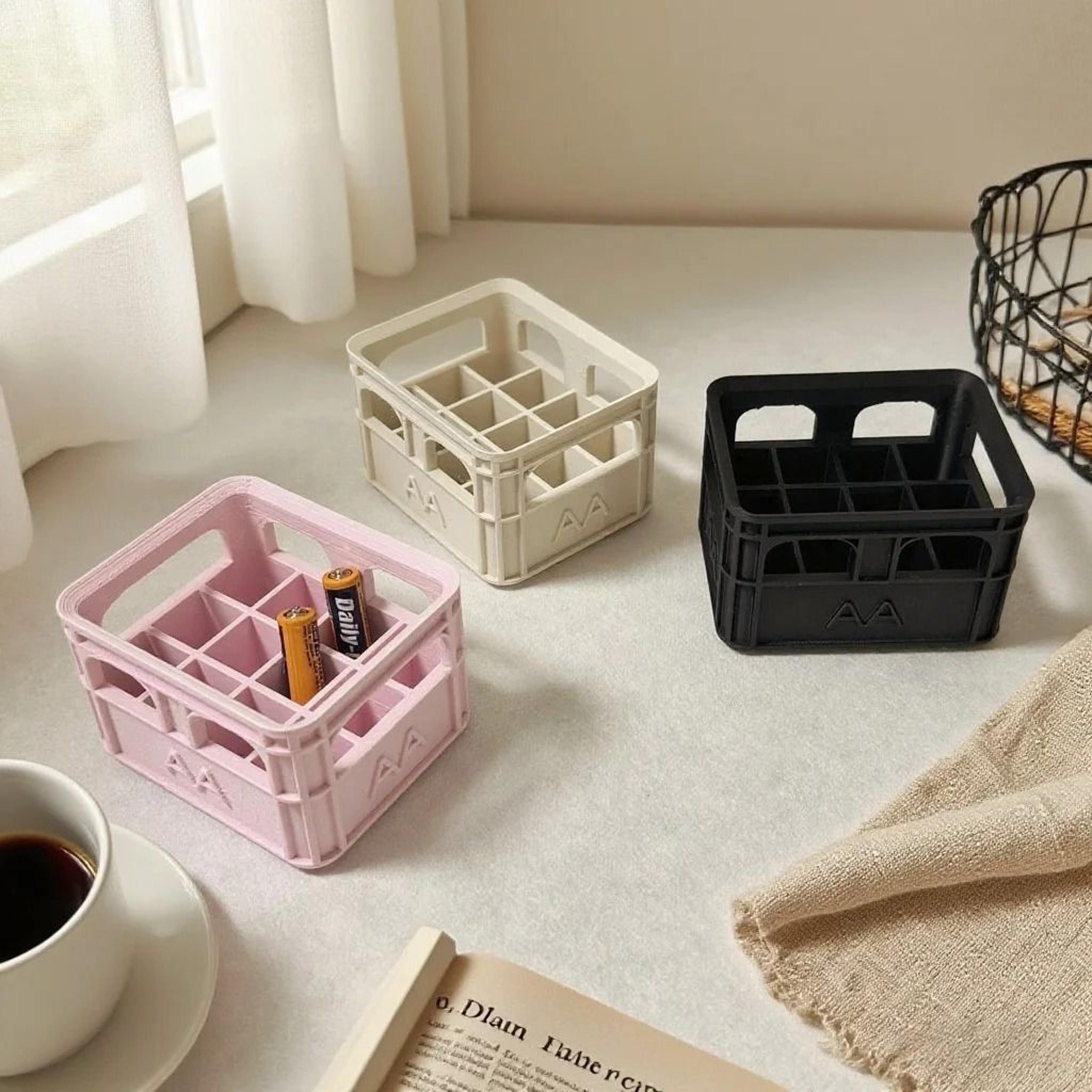 Industrial Retro AA Battery Crate  HighStability Miniature Storage Basket  Desktop Technical Decor 4